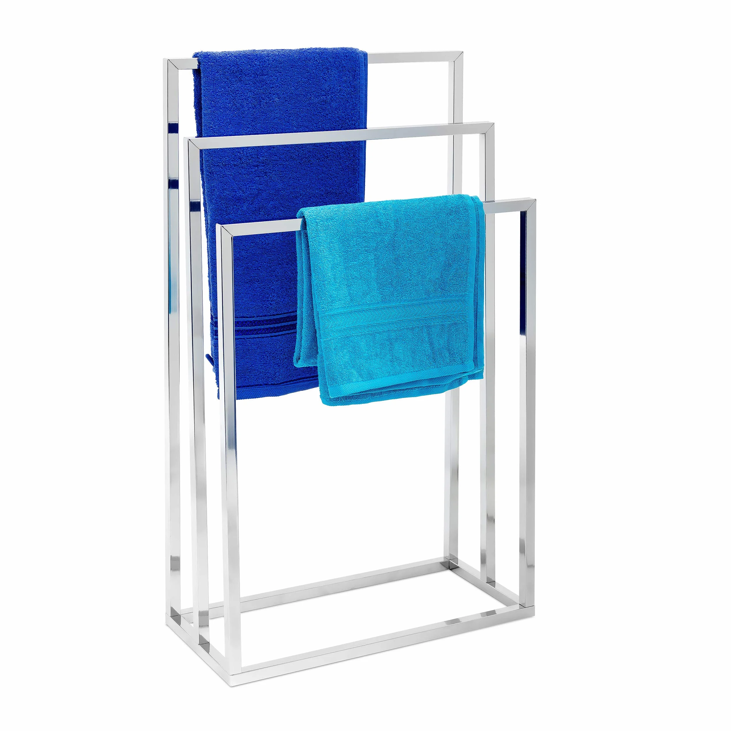 Relaxdays chromowany stojak na ręczniki metalowy 82,5 x 46 x 21 cm stal nierdzewna 3 ramiona