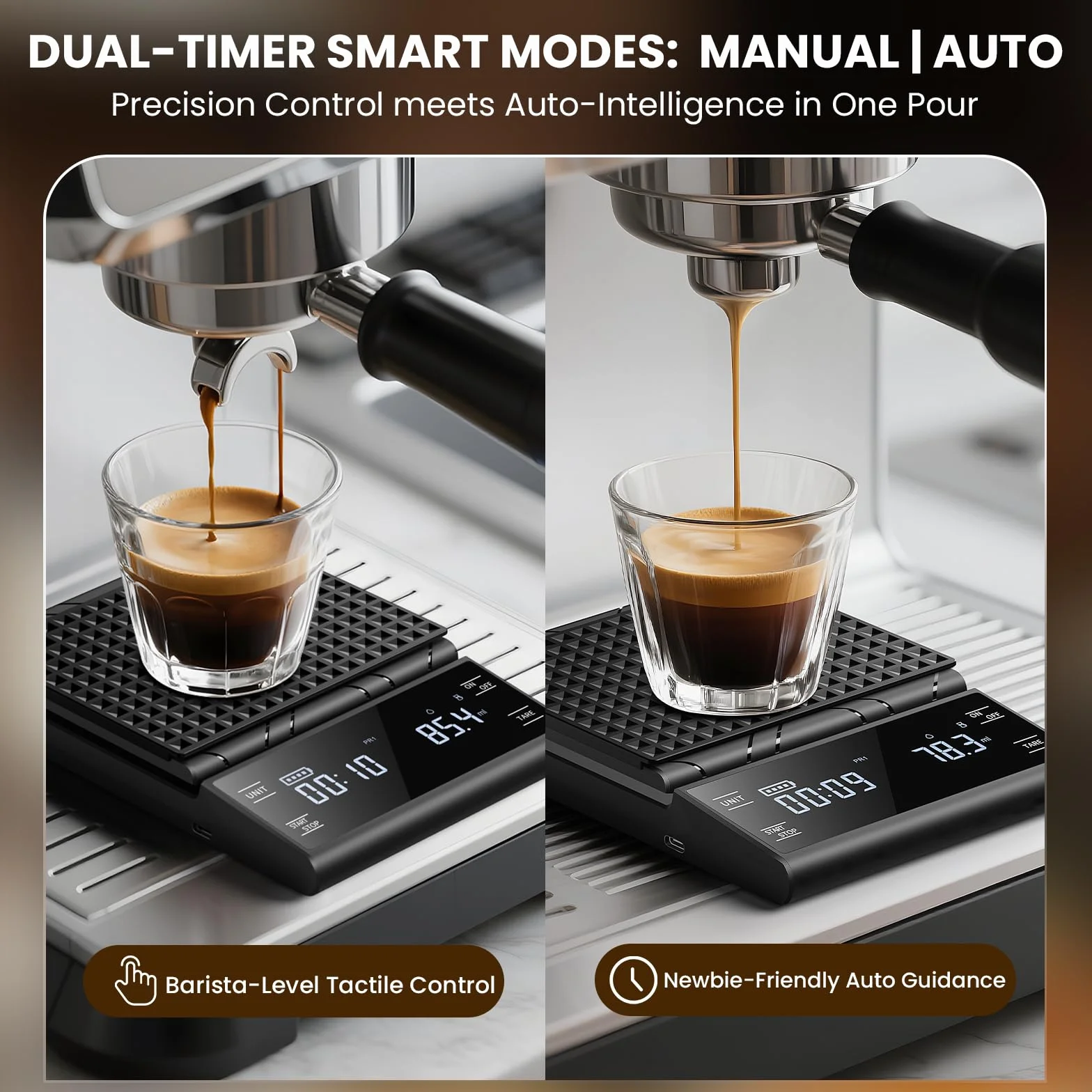 cyfrowa waga do kawy z timerem, wielokrotnego użytku, precyzyjna waga do espresso o zakresie 5 kg/0,1 g, z wyświetlaczem LCD i automatycznym pomiarem czasu