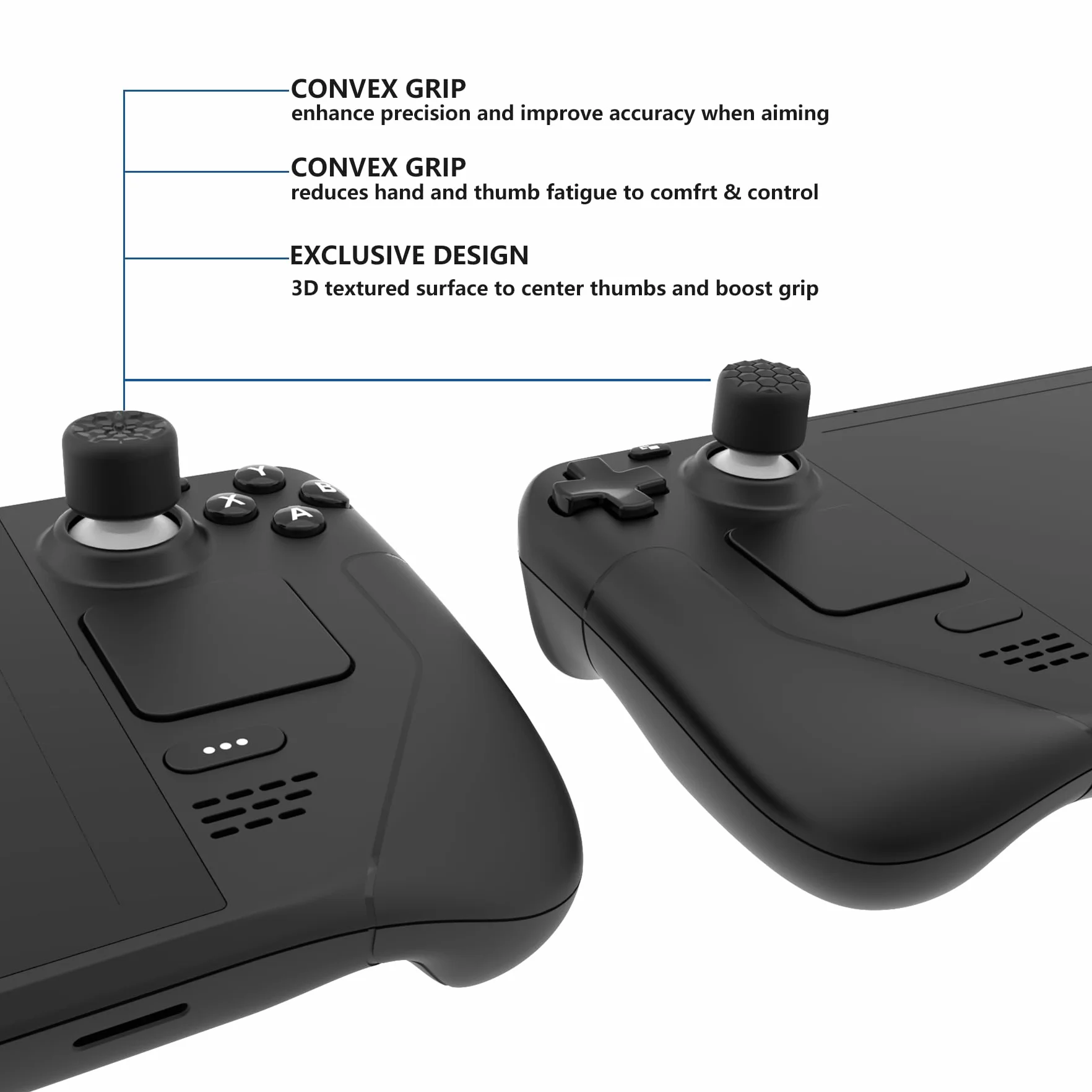 PlayVital Nakładki na Joysticki do Steam Deck OLED/LCD,Pokrowce na Drążki Analogowe do PS Portal – Czarny,10 Sztuk