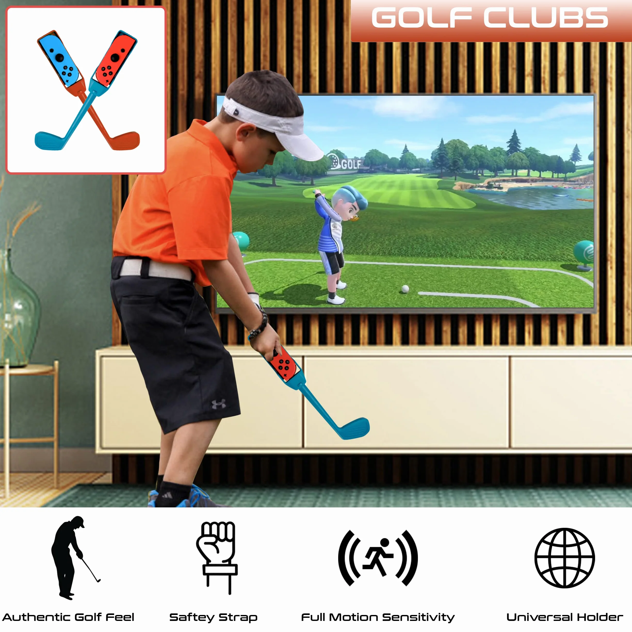Zestaw akcesoriów Orzly Switch Sports Games 2024 kompatybilny z Nintendo Switch i Switch OLED z rakietami tenisowymi, kijami golfowymi, mieczami Chambara i uchwytami Joy Con Grips