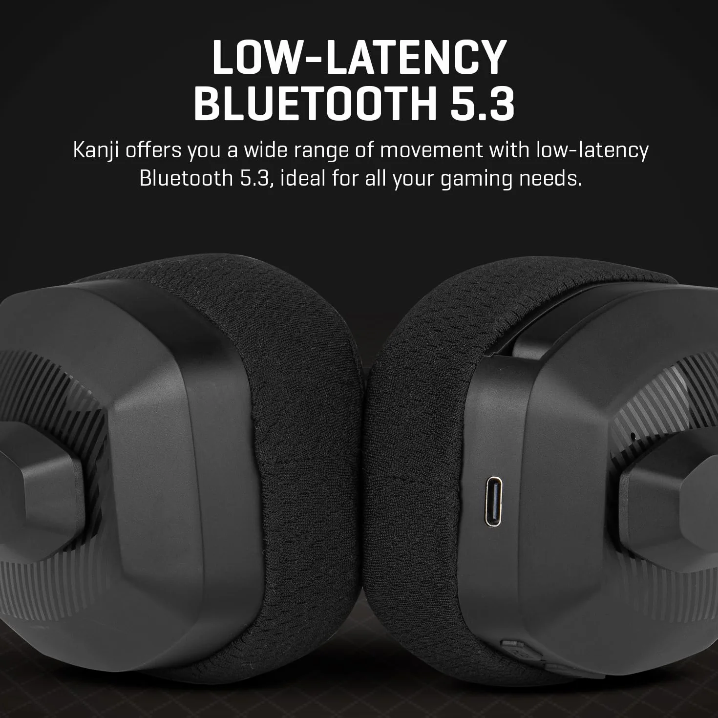 KROM KANJI Bezprzewodowy zestaw słuchawkowy Bluetooth 5.3 2.4 GHz USB głośniki 40 mm regulacja głośności mikrofon czarny