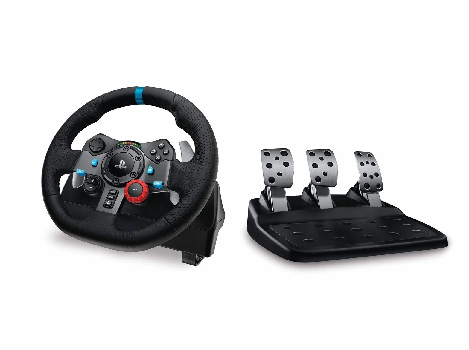 Logitech G G29 Driving Force Racing Wheel Kierownica wyścigowa i pedały podłogowe, realne siłowe sprzężenie zwrotne, łopatki zmiany biegów, PS5, PS4, PC/Mac - Czarny