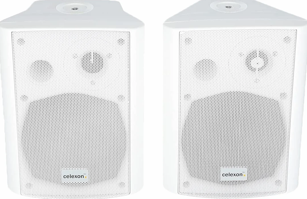 celexon Aktywny zestaw głośników biały - 2 x 30 W - wydajne głośniki audio - w zestawie uchwyt ścienny - głośniki do komputera, biura, sali konferencyjnej lub szkoły