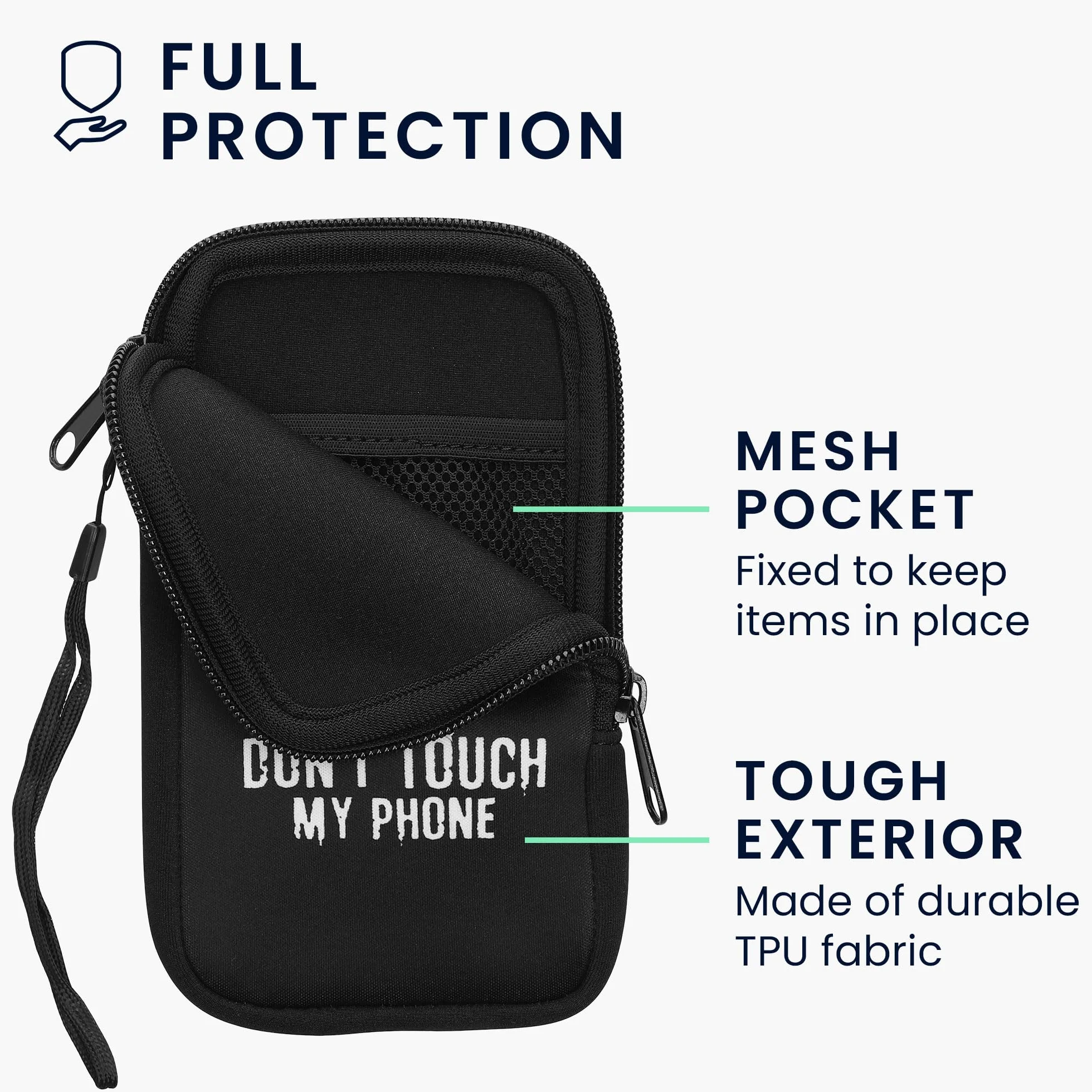 kwmobile Neoprenowy rękaw na smartfon rozmiar L - 16.5 cm - etui amortyzujące wstrząsy - ochronna torba na telefon - Don't Touch My Phone White/Black