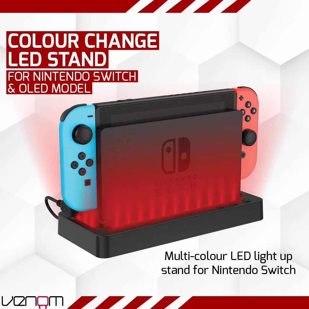 Venom Wielokolorowy podświetlany stojak na konsolę LED (Nintendo Switch)