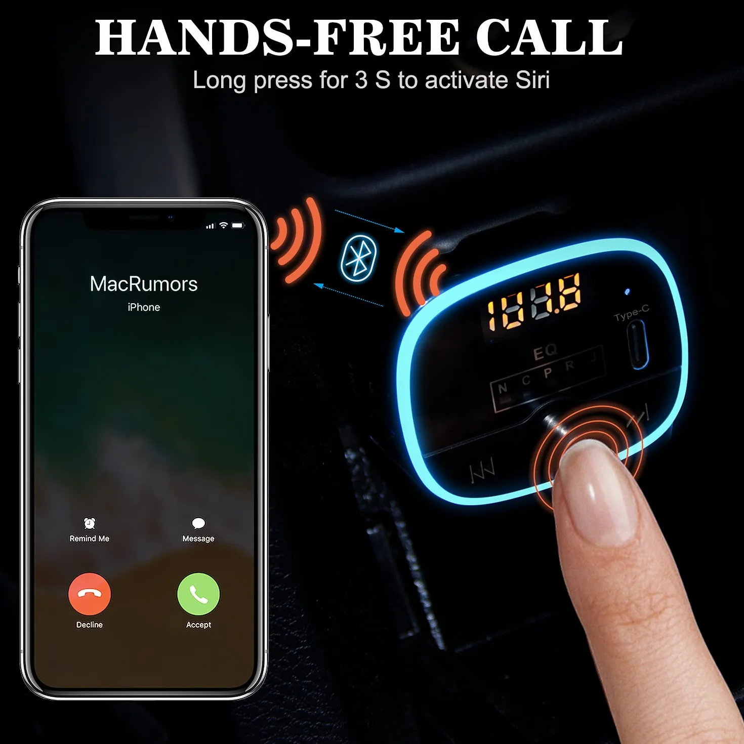 ELZO Nadajnik FM Bluetooth do samochodu, 5.0 Bluetooth adapter samochodowy z 10 kolorami światła LED i szybkim ładowaniem QC3.0, nadajnik Bluetooth, obsługa odtwarzacza MP3, zestaw głośnomówiący, czarny