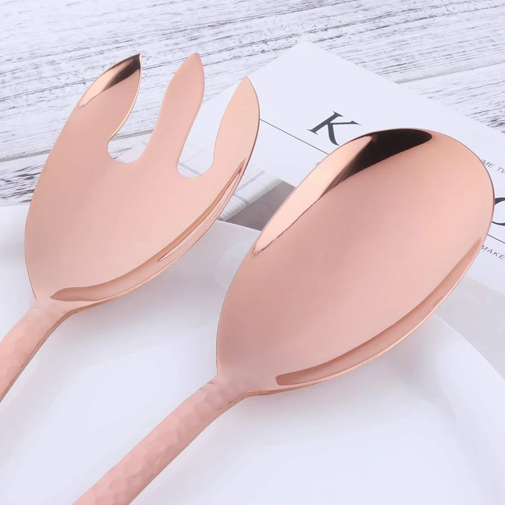 Zestaw do serwowania sałatek, RoseGold 2-częściowy zestaw, łyżka do sałatek i widelec do sałatek ze stali nierdzewnej