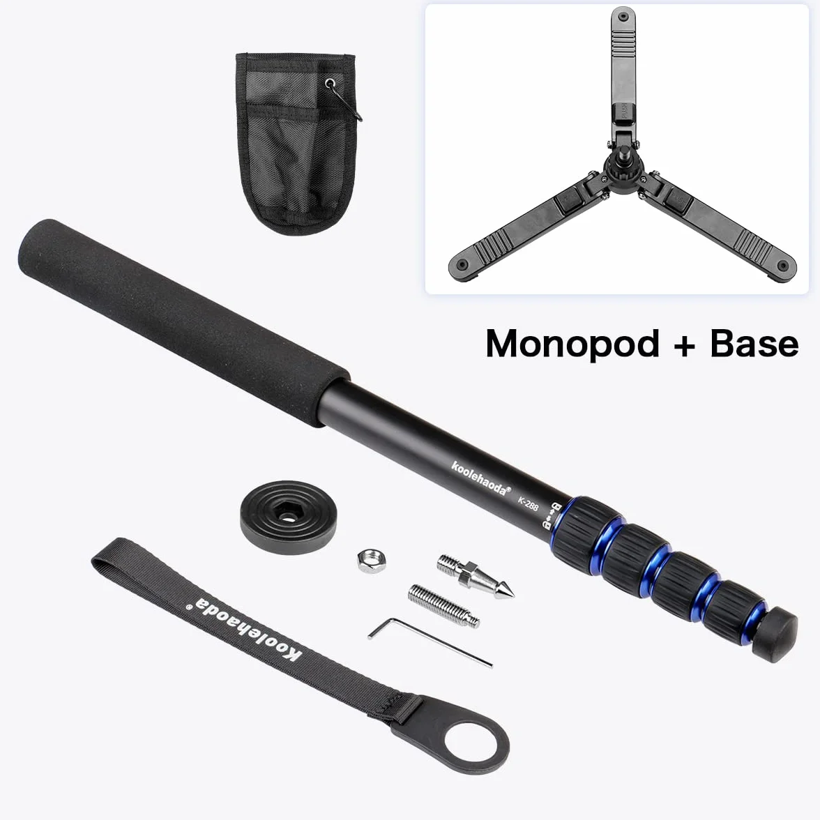 Koolehaoda Rozciągliwy Monopod do Aparatu Fotograficznego Ze Stopu Aluminium Z Podstawką Do Statywu, 5-Sekcyjny 52 cm-168 cm Regulowany Do Aparatów SLR Kamer Wideo, Ładowność Do 7 kg