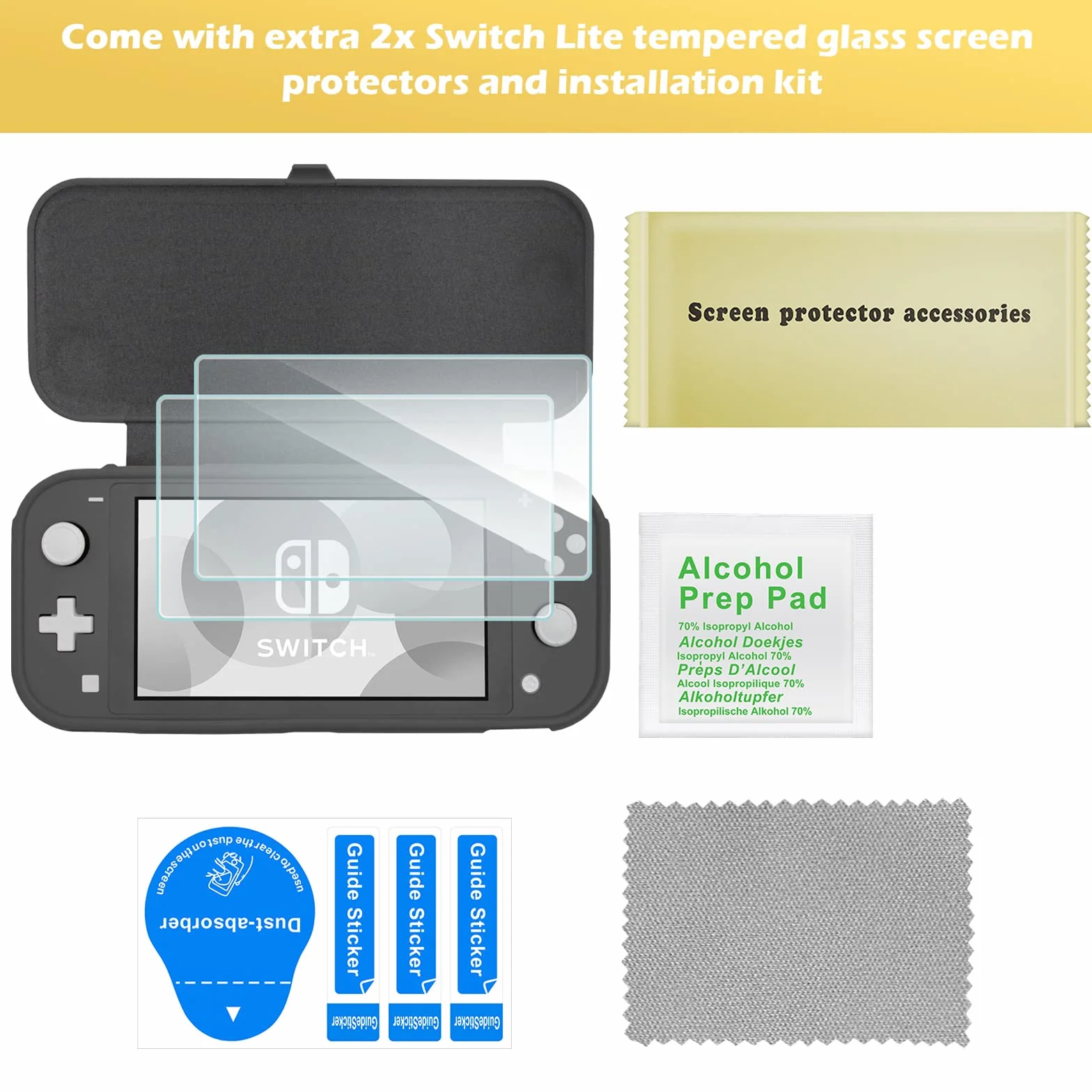Procase Obudowa z Klapką do Nintendo Switch Lite 2019, Ochronna Zdejmowana Skrzydła + 2 Folia Ekranu, Łatwa Instalacja, Minimalistyczna i Trzeźwa