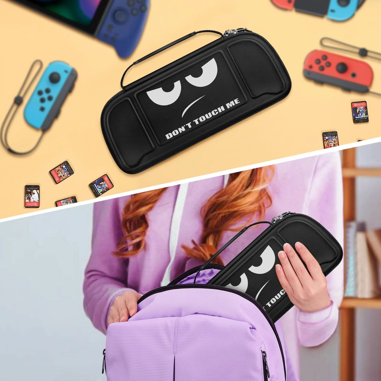 Fintie Pokrowiec na Nintendo Switch OLED Hori Split Pad Pro twarda obudowa torba 30 uchwytów na karty do gry