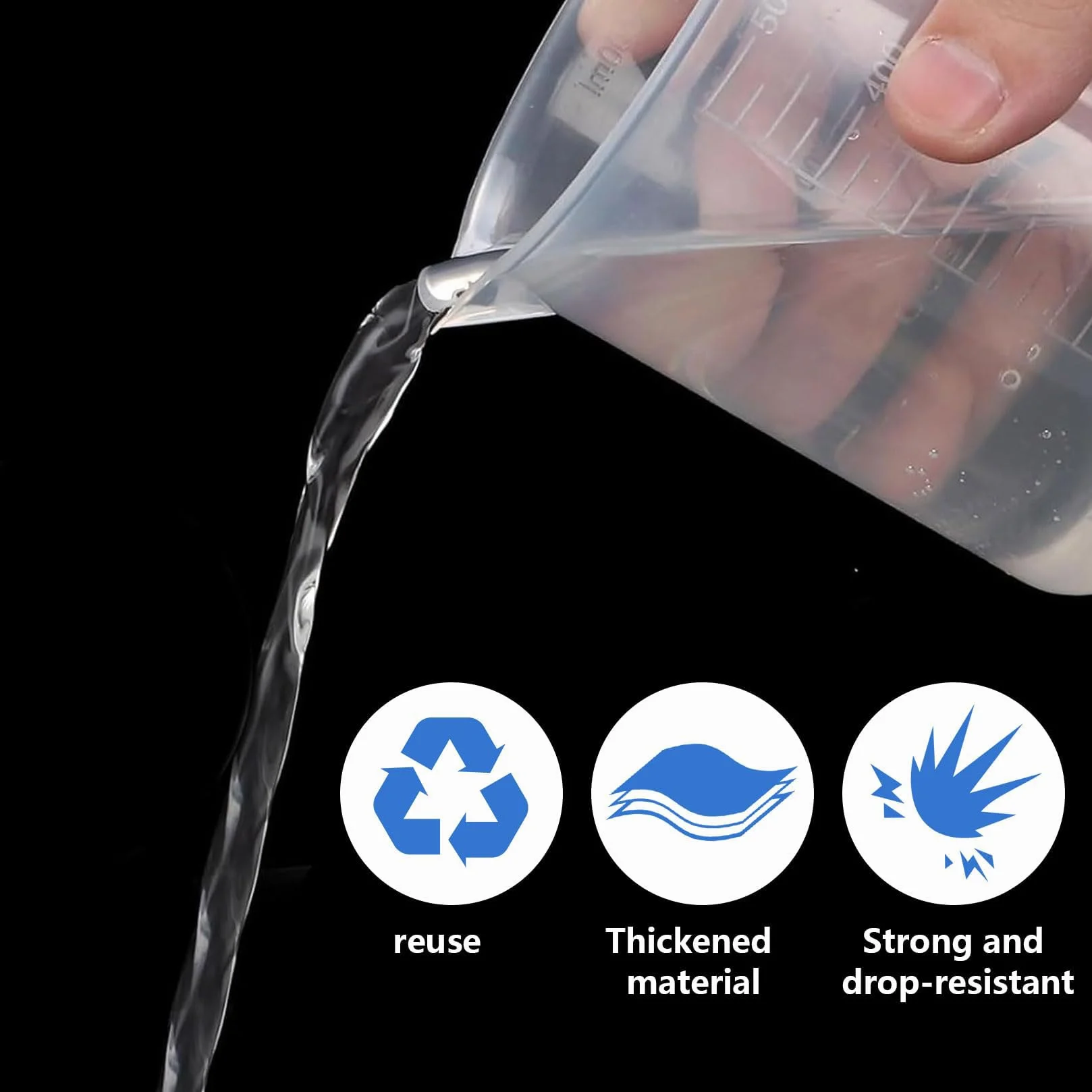 Plastikowe miarki 100 ml przezroczyste kubki z miarką narzędzie pomiarowe 4 sztuki