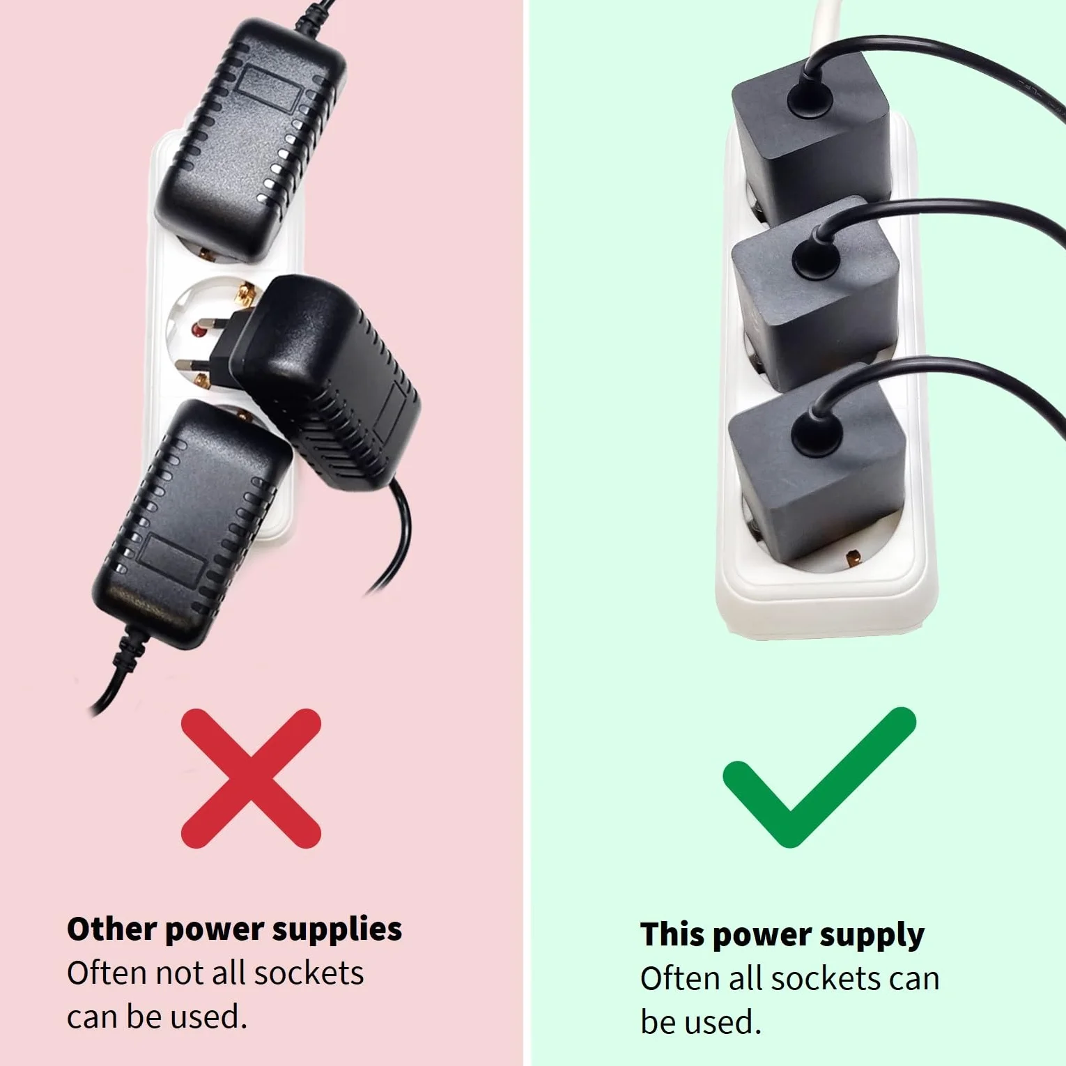 GEQUDIO Zasilacz sieciowy 5 V/2 A kompatybilny z telefonami Yealink, Snom, Fanvil, Grandstream i innymi telefonami IP - wąski adapter i energooszczędny - uniwersalna ładowarka z wtyczką drążoną - 1
