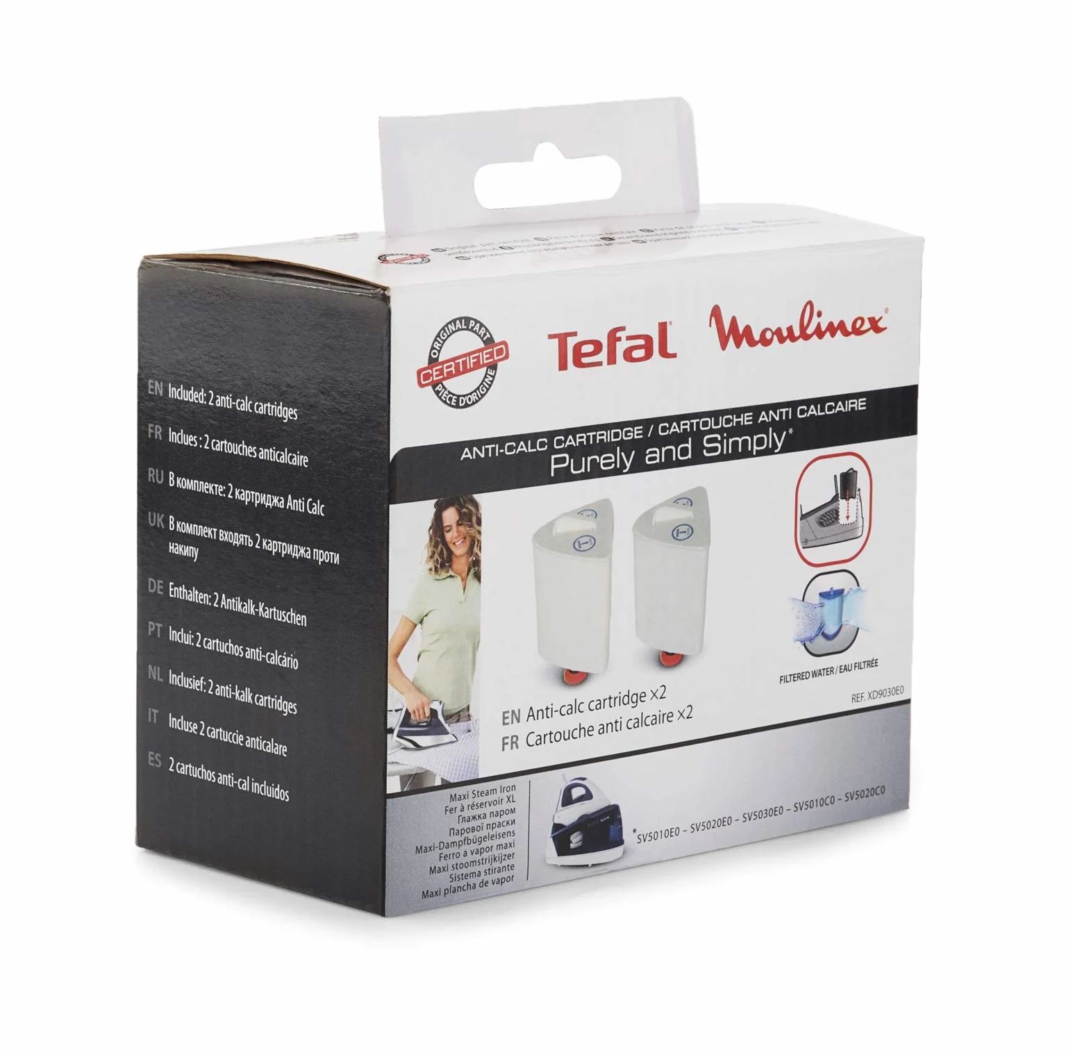 Tefal Moulinex XD9030 Zestaw 2 wkładów antykamieniowych do wytwornic pary SV5010E0 SV5020 SV5030E0