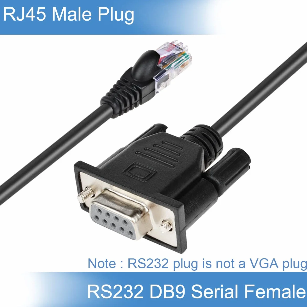 Xiatiaosann RJ45 na RS232 Serial DB9 9-pin adapter kabel konsoli do Cisco do komputera, wtyczka RJ45 Ethernet LAN Rollover kabel konsoli, z konwerterem DB9 Gender