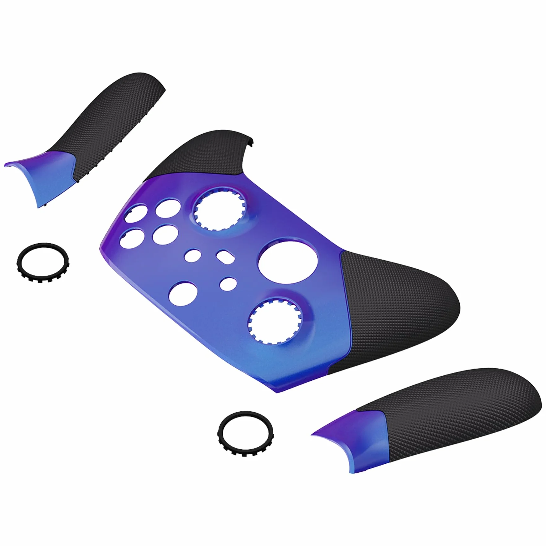 eXtremeRate Kameleon Fioletowy Niebieski ASR Wersja Wydajność Gumowane Szyny Boczne Przednia Obudowa dla Xbox Series X/S Controller z Pierścieniami Akcentującymi