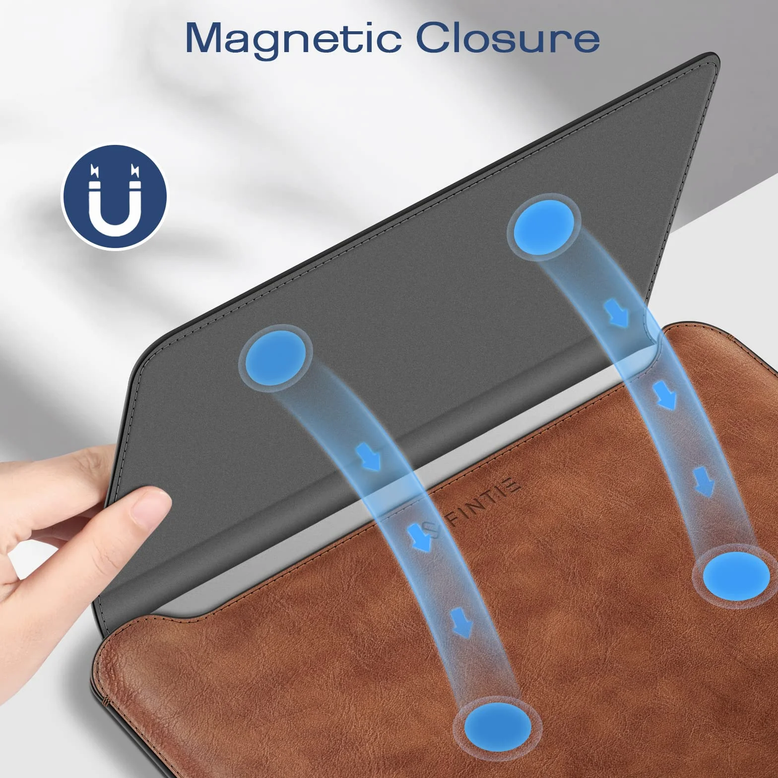 Fintie Etui na MacBooka Air 13,6 A3240, A3113, A2681, Pro 14 A3401, A3185, A3112, A2992, A2918, A2779, A2442, pokrowiec, ze skóry poliuretanowej, z funkcją podstawki, brązowe