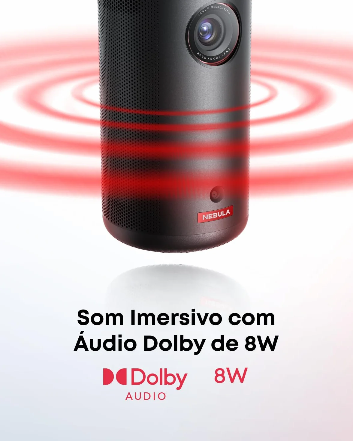 Nebula Capsule3 mini projektor, inteligentny projektor, 1080p, Wi-Fi, 200 ANSI lumenów, przenośny projektor, z GTV, Netflix, Dolby Digital, obraz 120", wbudowany akumulator, czas odtwarzania 2,5