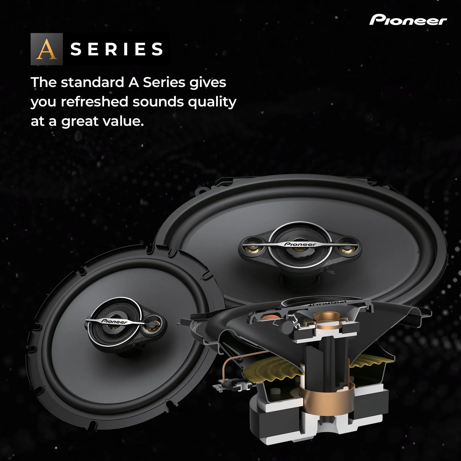 Pioneer TS-A1371F 13 cm 3-drożny koncentryczny zestaw z 2 głośnikami (każdy o mocy maks. 300 W, sinusie 50 W), wysoka wydajność, głębokość montażu 54 mm, otwór montażowy 121 mm, z maskownicą