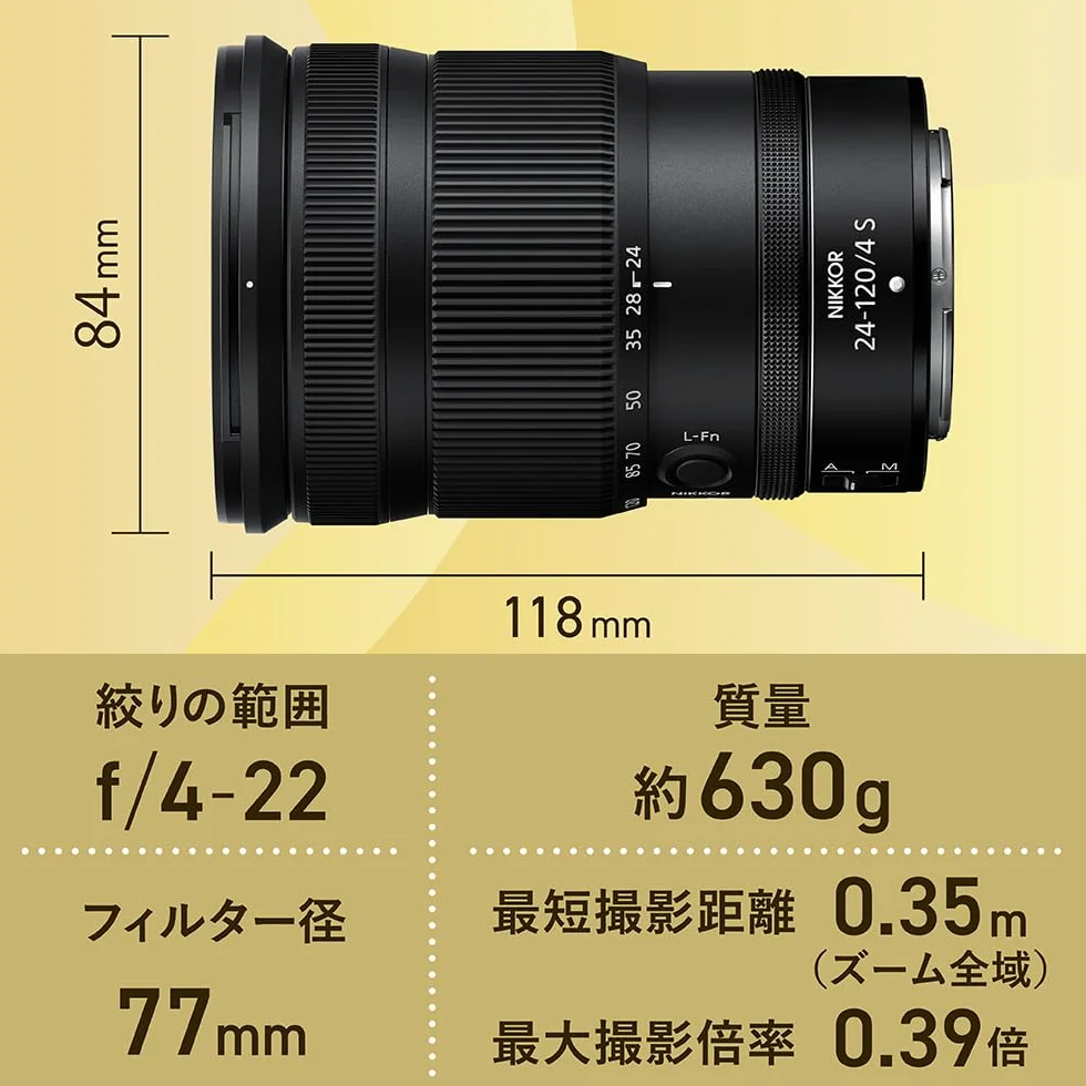 Nikon Nikkor Z JMA714DA Obiektyw do Aparatu, Czarny, 24-120mm f/4 S