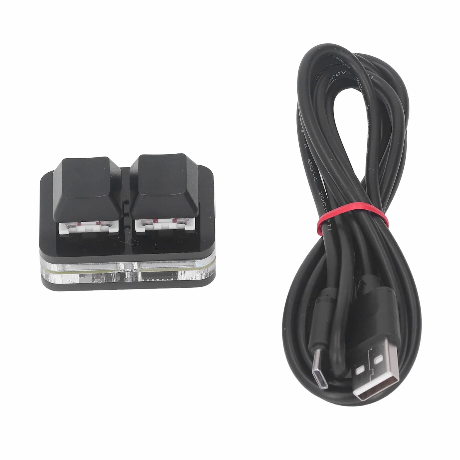 OSU Hot Swap 2 Klawisze Klawiatury do Gier, Klawiatura Mechaniczna Mini USB z Czerwonym Przełącznikiem, Programowalny Komputer do Gier 2 Klawisze Klawiatury, do Gier Rytmicznych (Czarny)