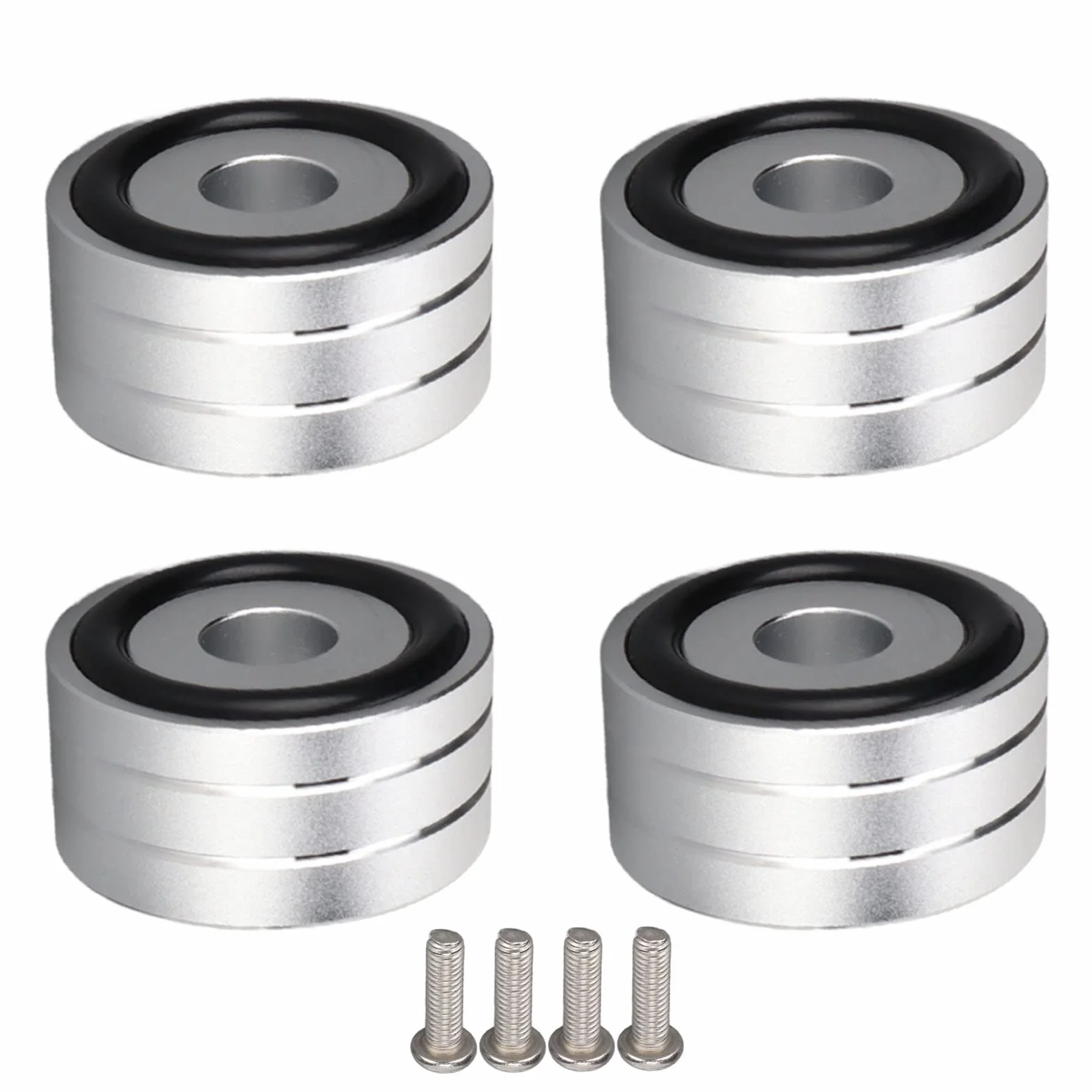 Głośnik Kolce Mata Bazowa, 4 szt. SP4010 Izolacja Głośnika ze Stopu Aluminium Spike Stojak na nóżkę do Wzmacniacza DAC Rejestrator Miernika (40x20mm/1,57x0,78 cala) (Srebro)