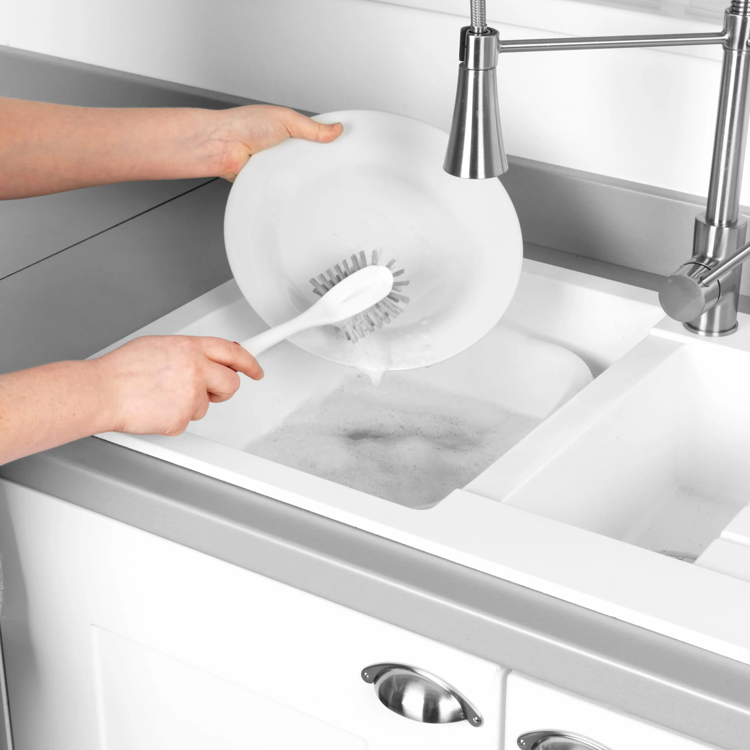 Kleeneze Antibac Dish Brush with Scraper Kitchen Pot and Pan Cleaning Scrubber Brush