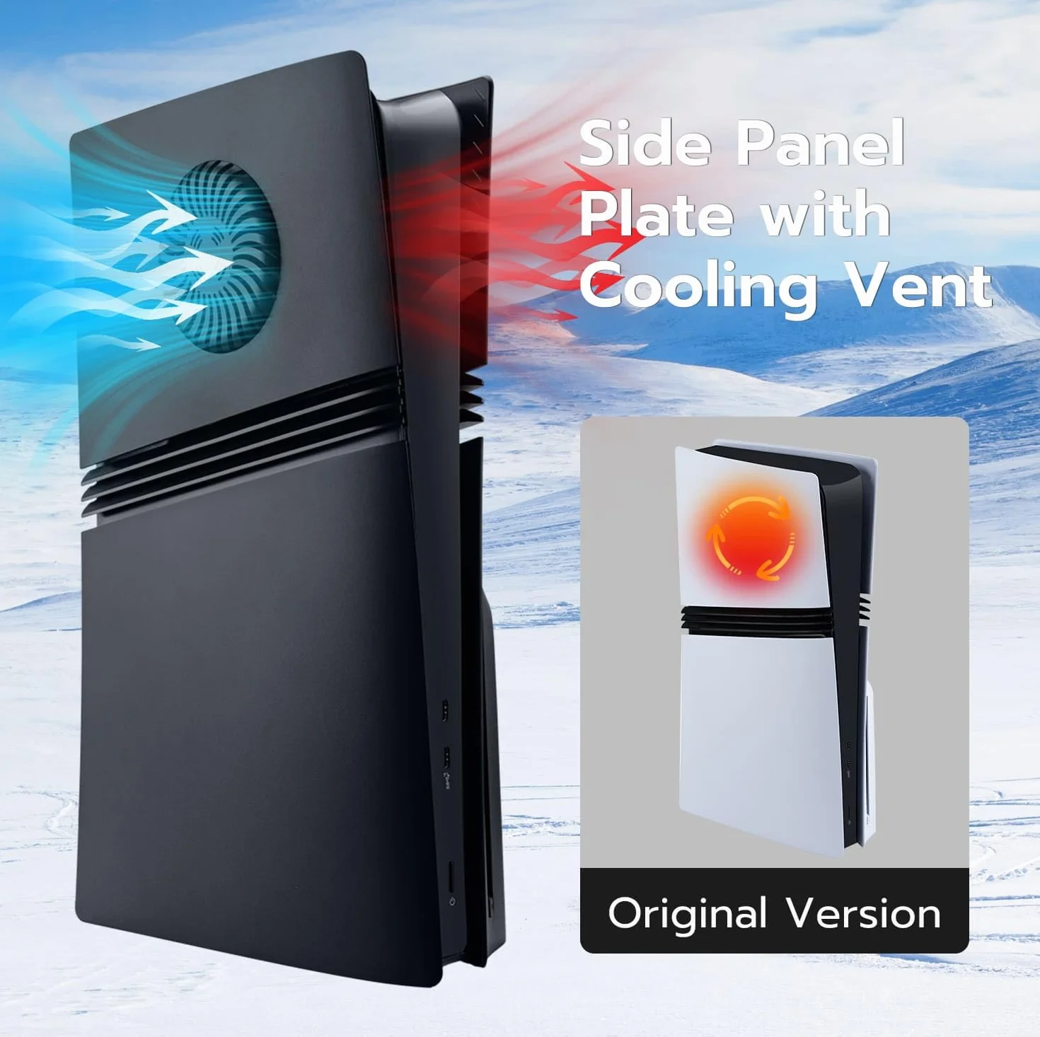 Mcbazel Replacement Side Case Cover Panel Plate Faceplate with Cooling Ventilation and Dust Filter for PS5 Pro Disc Edition Console -Black(Not for PS5/Slim)