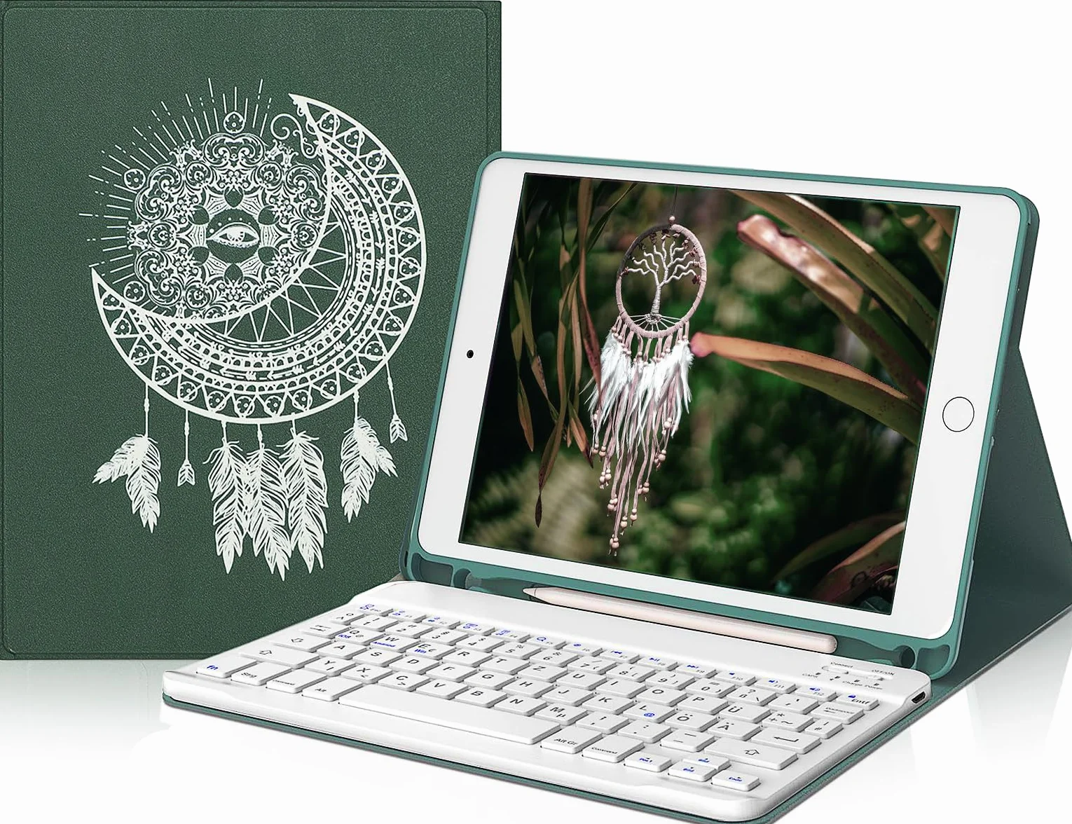 JADEMALL Etui na iPad 9 generacji z klawiaturą do iPada 10,2" (7/8/9. generacji 2019-2021) – zdejmowana klawiatura Bluetooth, QWERTZ, uchwyt na długopis, etui ochronne, doskonałe w dotyku