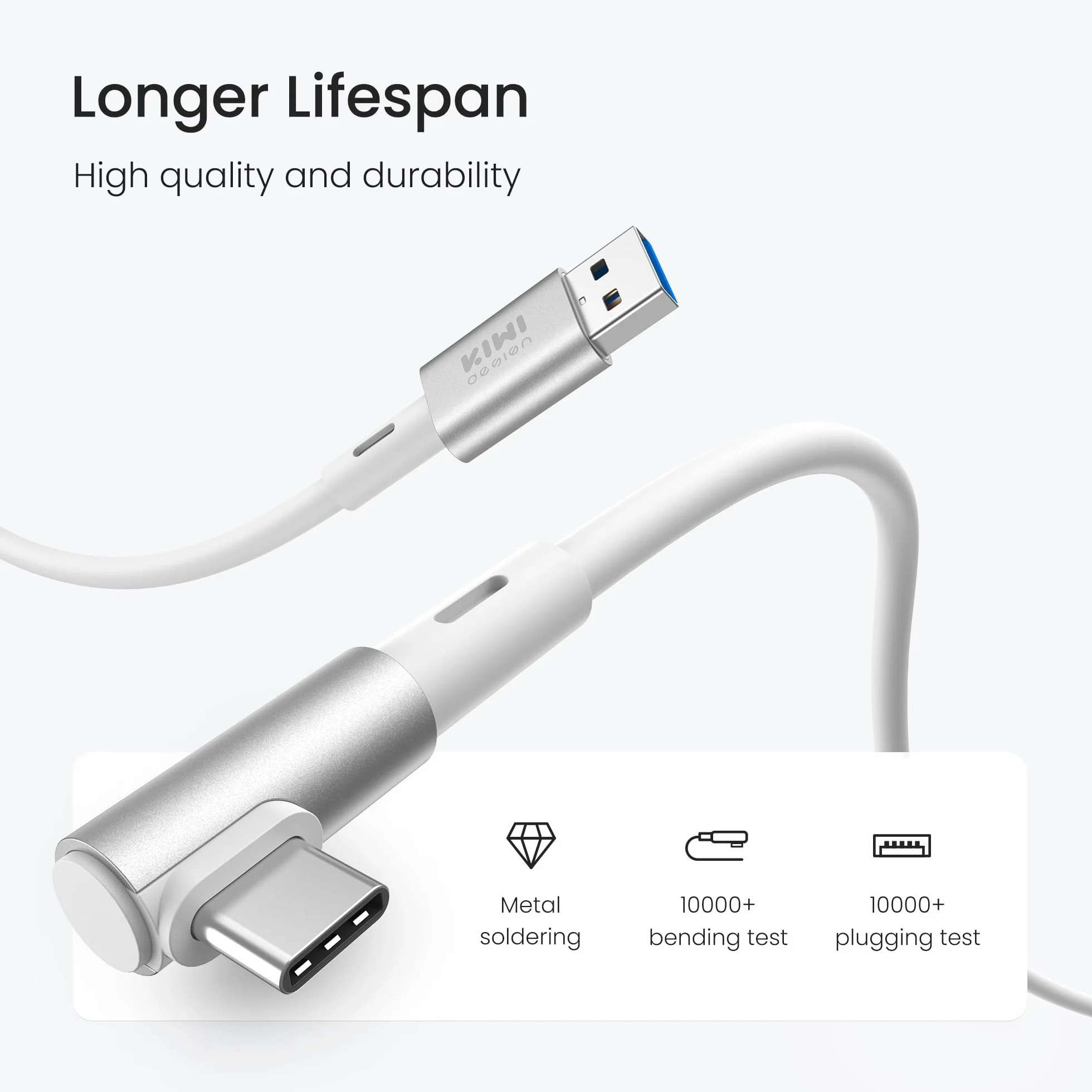 KIWI design Kabel łączący 487 cm, kompatybilny z akcesoriami Oculus/Meta Quest 3S i Quest 3/2/Pro/Pico 4, kabel USB 3.0 do USB C, z super prędkością 5 Gb/s