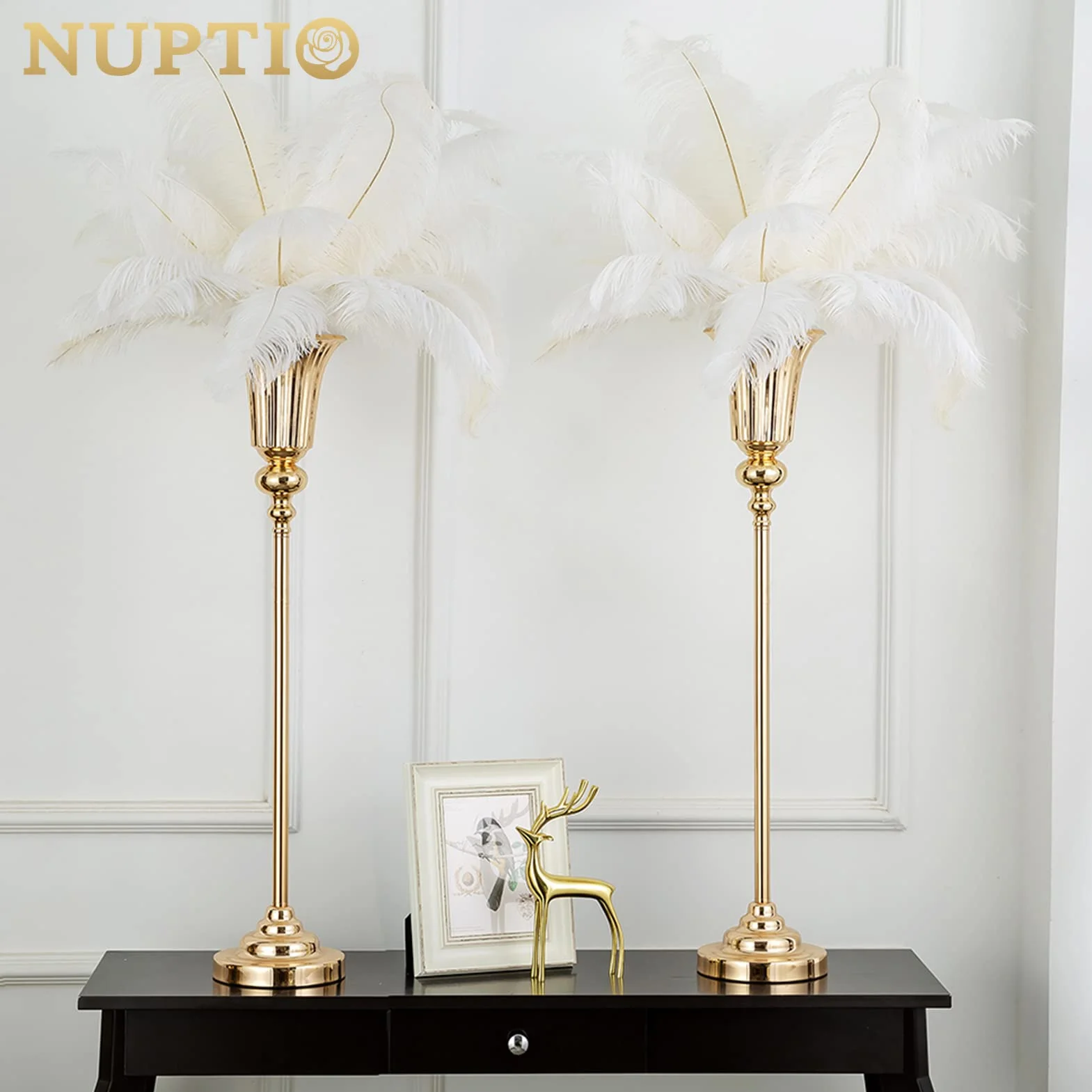 Nupito metalowy wazon weselny 67,8 cm wys. w kształcie trąbki