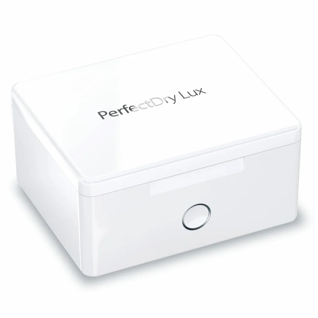 PERFECTDRY LUX – Box UV elektryczny osuszacz powietrza, automatyczny sterylizator UV do dezynfekcji i czyszczenia aparatów słuchowych, AirPods, przenośne pudełko, suche czyszczenie UV