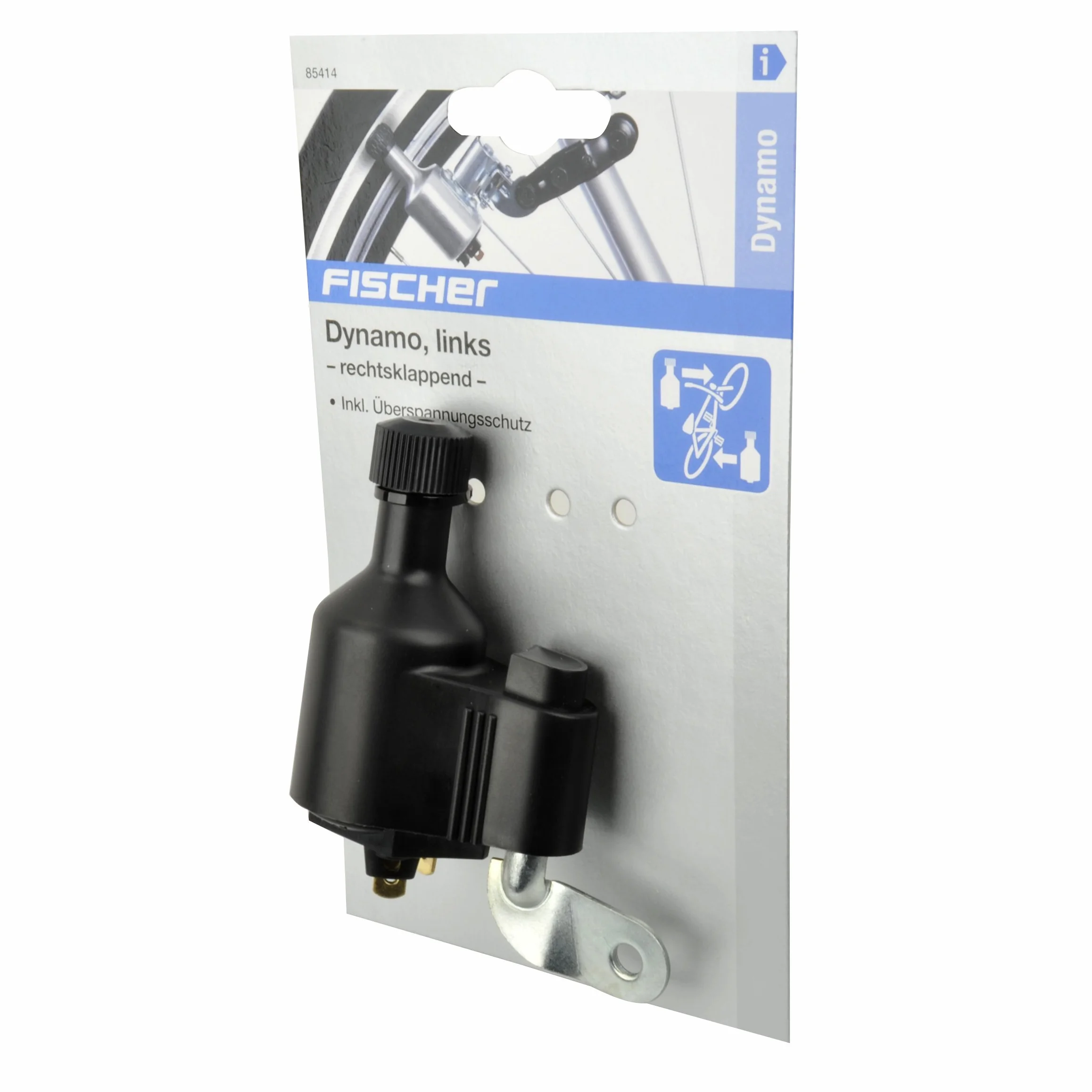 Fischer Uniseks Overspanningsbeveiliging Links 6 Volt 3 Watt Dynamo, czarne, Uni EU