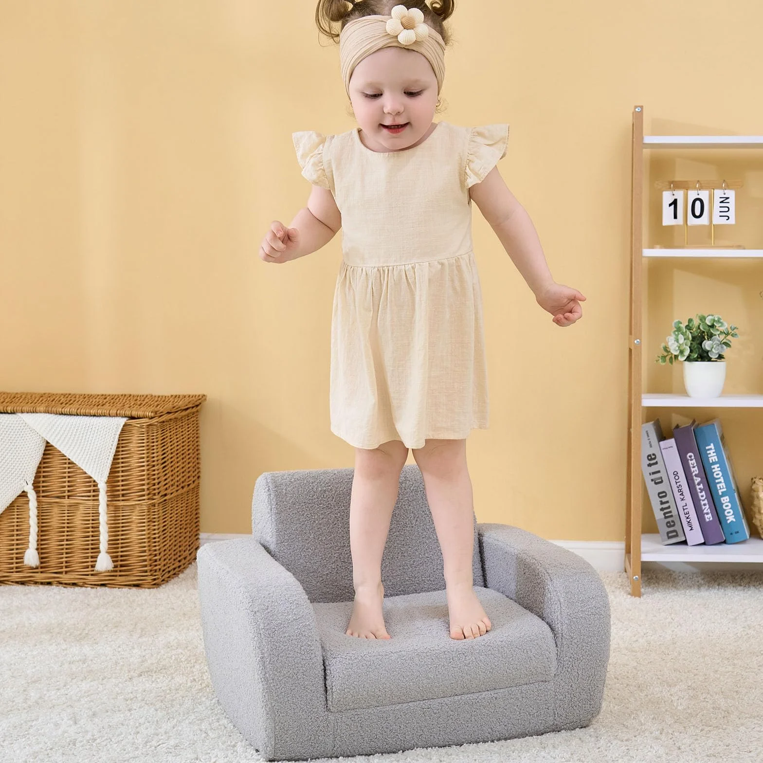KidBloom Składany Fotelik Dziecięcy 3 w 1 Pluszowa Sofa Dla Maluchów od 1 Roku