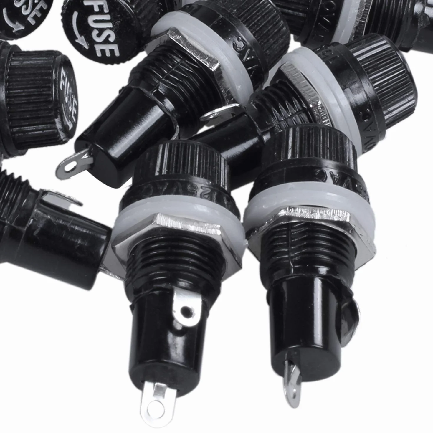10 szt. 10 A AC 250 V 5 mm x 20 mm montowane na panelu plastikowe gniazdo bezpiecznika