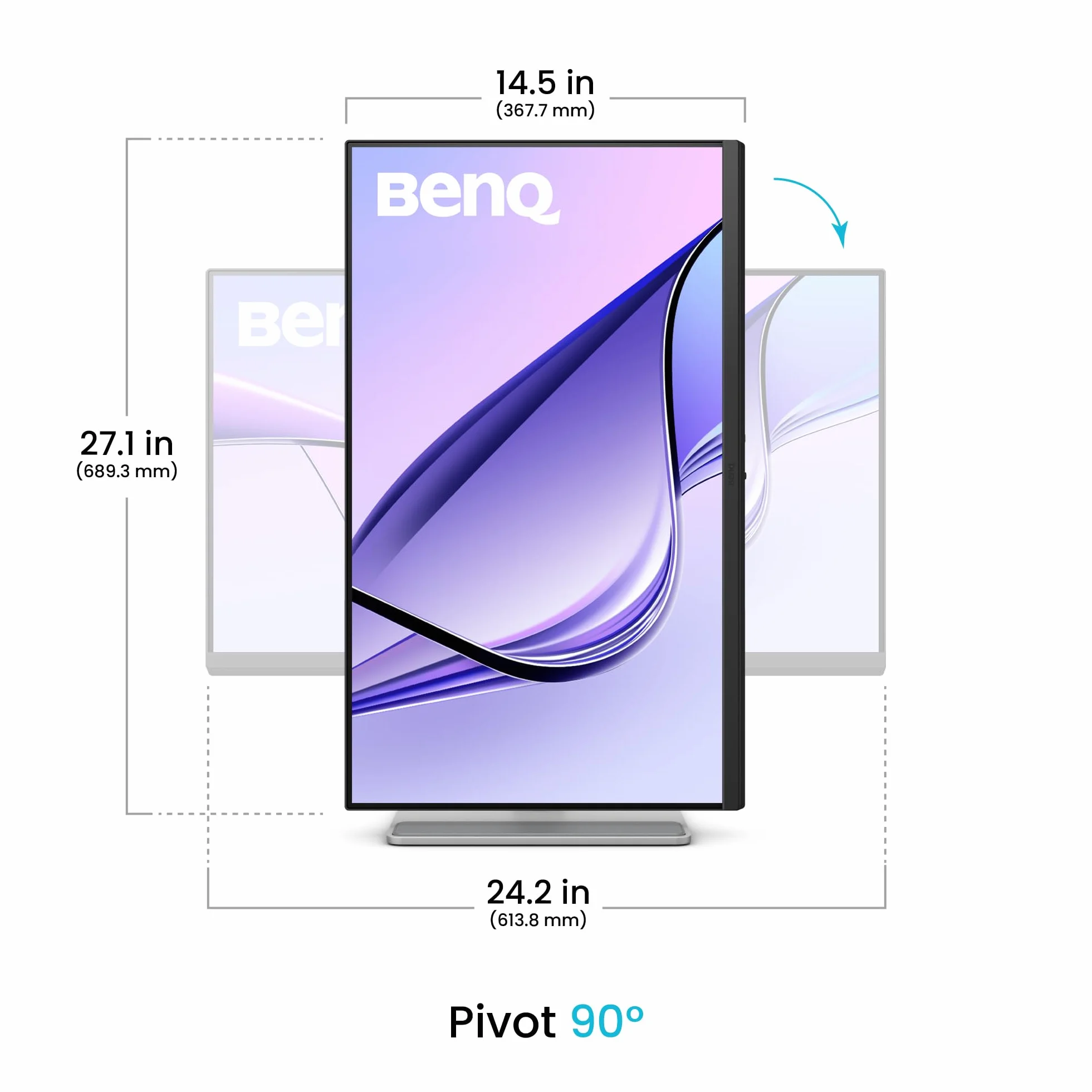 BenQ MA270UP 27” 4K 3840x2160 Monitor Nano Gloss dla MacBook, podwójne USB-C 90W/15W, dopasowanie kolorów Mac, USB Hub, kontrola jasności i głośności na Mac, regulowana wysokość i nachylenie podstawy