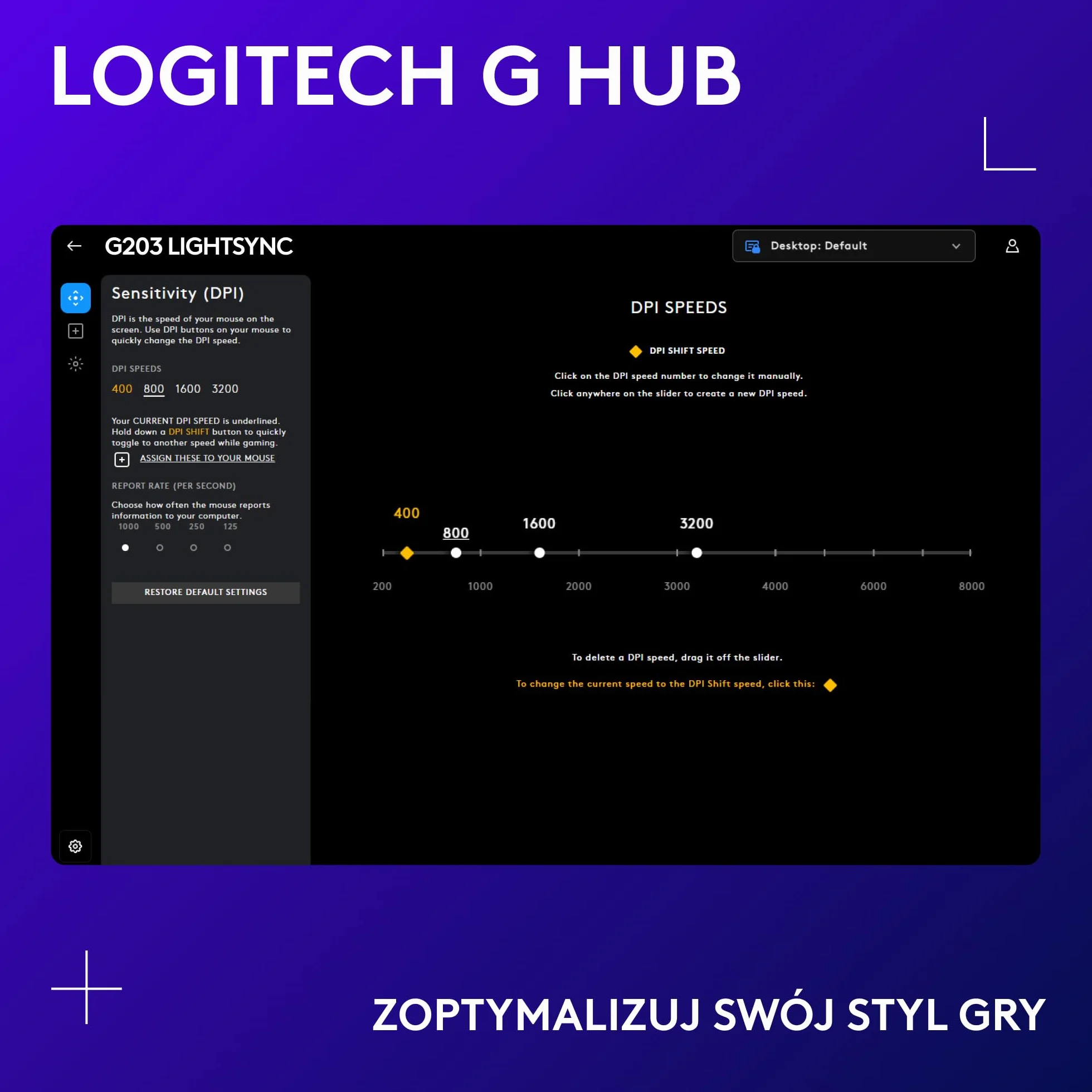 Logitech G G203 LIGHTSYNC Mysz do gier z konfigurowalnym podświetleniem RGB, 6 programowalnymi przyciskami, czujnikiem klasy gamingowej, śledzeniem 8K DPI, lekka - Czarny