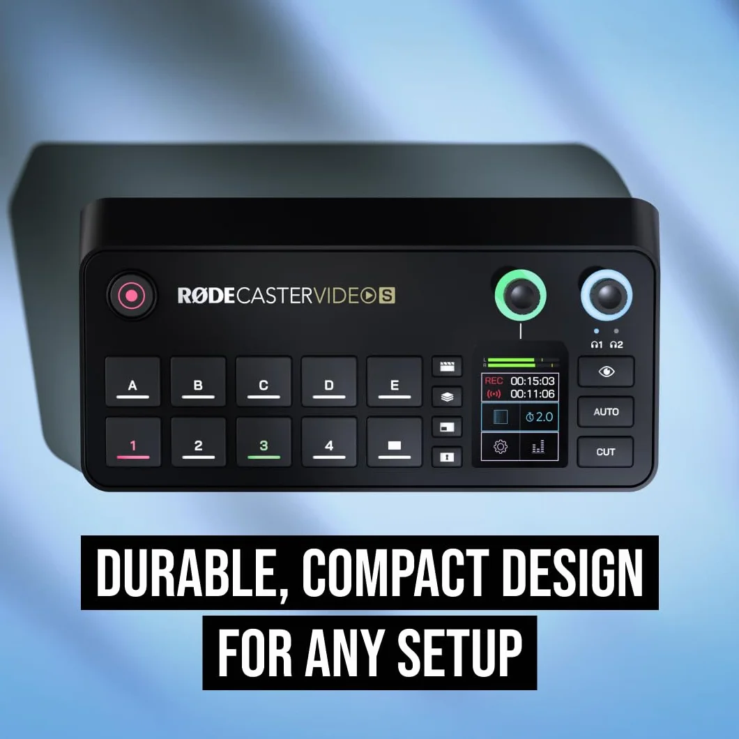 RØDE RØDECaster Video S – Przełącznik wideo podcastów i interfejs audio – Wielokamerowy, 4 x wejścia wideo (HDMI i USB), 1080p60, sceny z wielu źródeł
