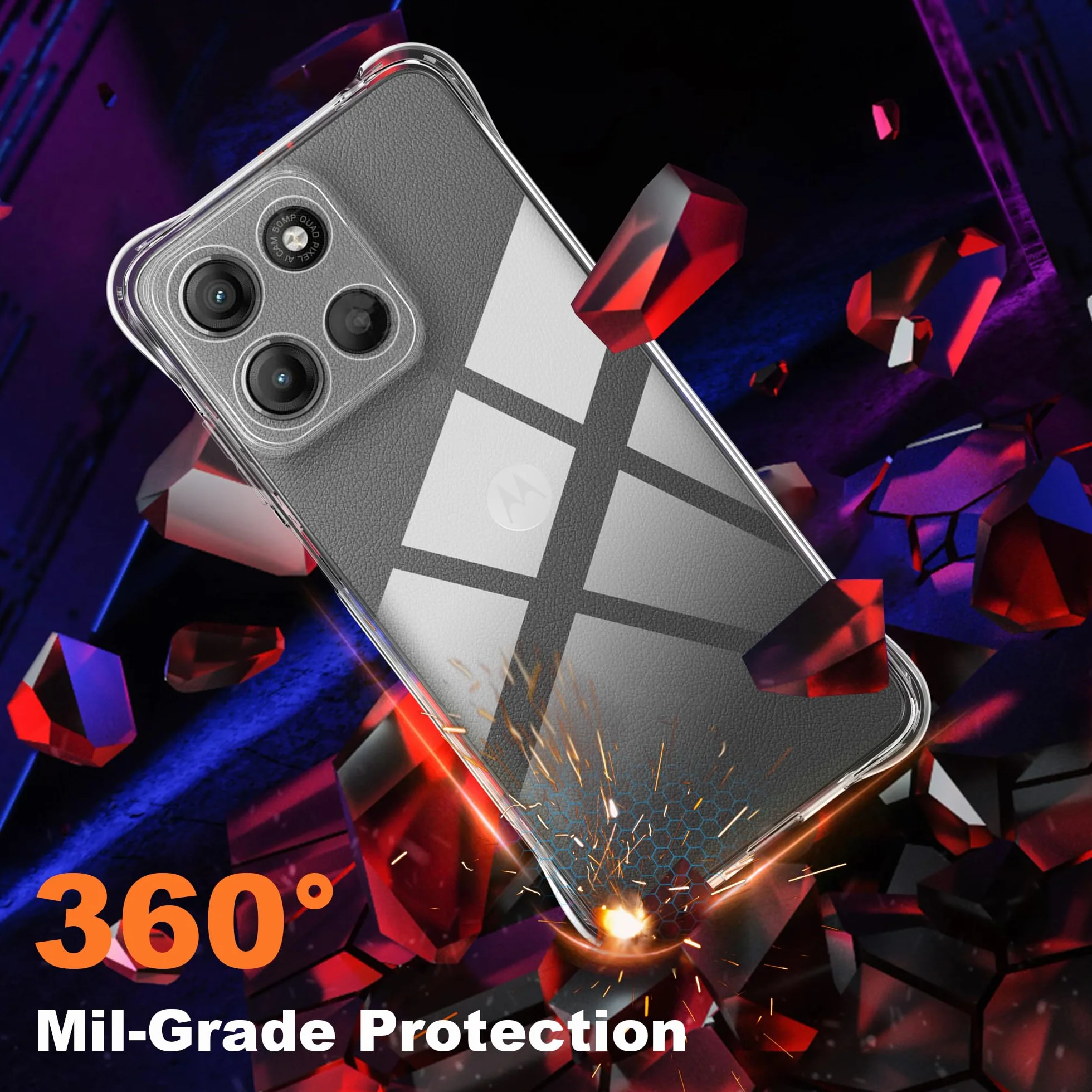Tieeyivv Etui na telefon komórkowy do Motorola Moto G15/G15 Power z folią ochronną na ekran ze szkła hartowanego, przezroczysta osłona TPU, łagodna, przejrzysta osłona na telefon [Ochrona kamery]
