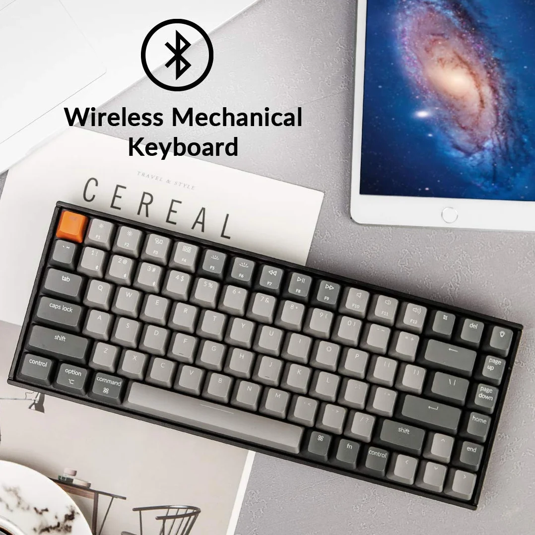Keychron - K2 Wireless Mechanical Keyboard - Bezprzewodowa Klawiatura Mechaniczna Białe Brown