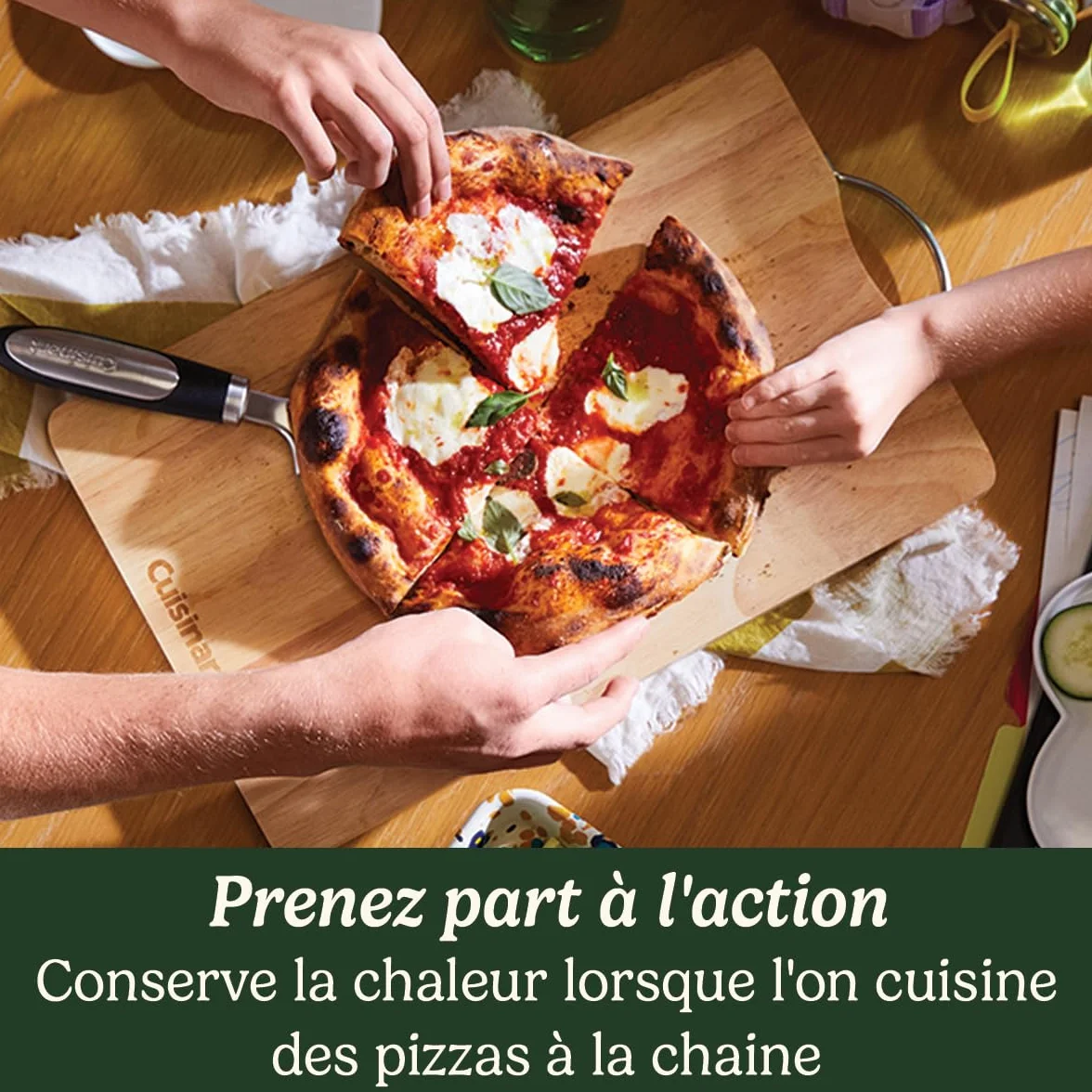 Cuisinart Piec do pizzy | do użytku w pomieszczeniach | smak pieca na drewno w 5 minut | zestaw do pizzy w zestawie: łopatka do pizzy, krajarka, kamień i głęboka forma | regulowany czas i temperatura