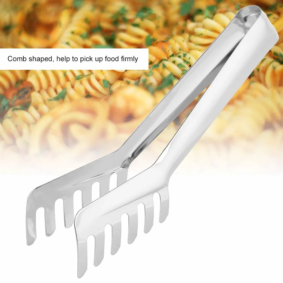 Nikou Szczypce do makaronu, szczypce do spaghetti, stal nierdzewna, szczypce do makaronu w kształcie grzebienia, szczypce do chleba, szczypce do chwytania spaghetti, Tong, sztućce, makaron, klips do