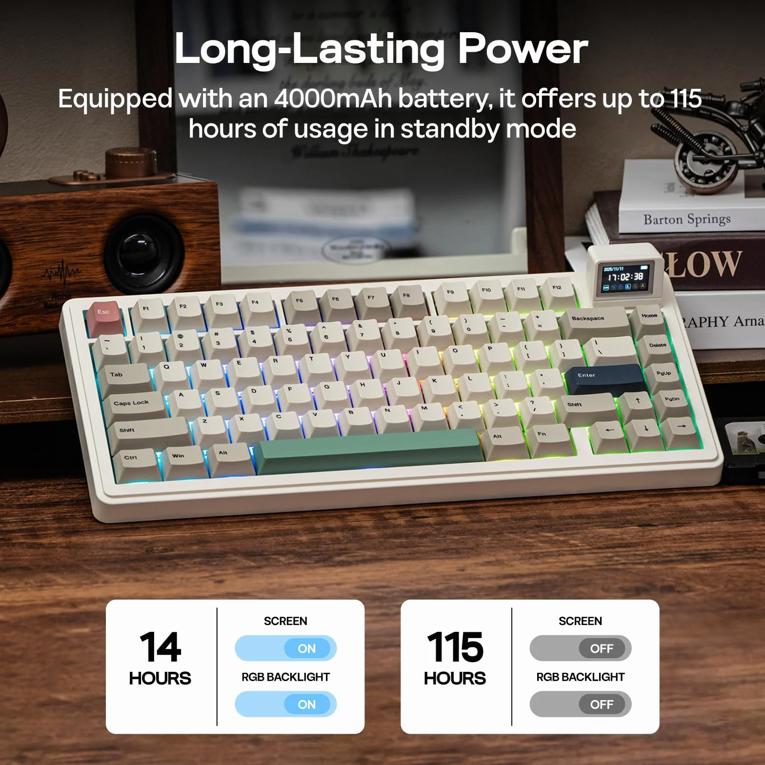 EPOMAKER RT82 Bezprzewodowa klawiatura mechaniczna z ekranem, QMK/VIA, 2.4GHz/USB-C/BT5.0, RGB, PBT, zestaw gazowy