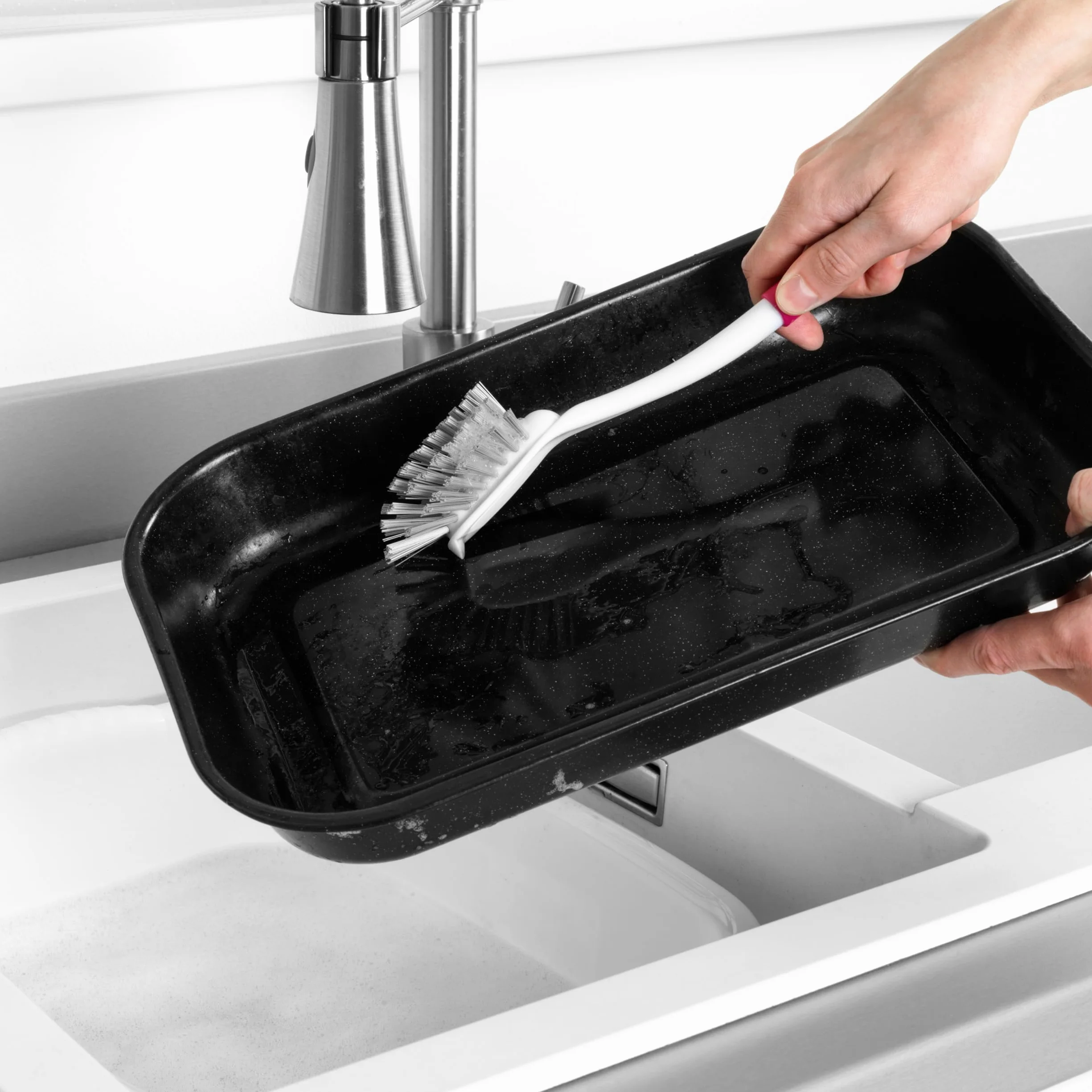 Kleeneze Antibac Dish Brush with Scraper Kitchen Pot and Pan Cleaning Scrubber Brush