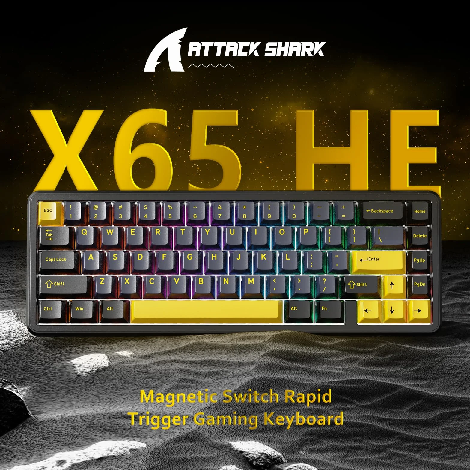 ATTACK SHARK X65 HE Magnetyczna Przełącznik Szybki Spust Klawiatura Gamingowa 65% Przewodowa 8000 Hz Czarna