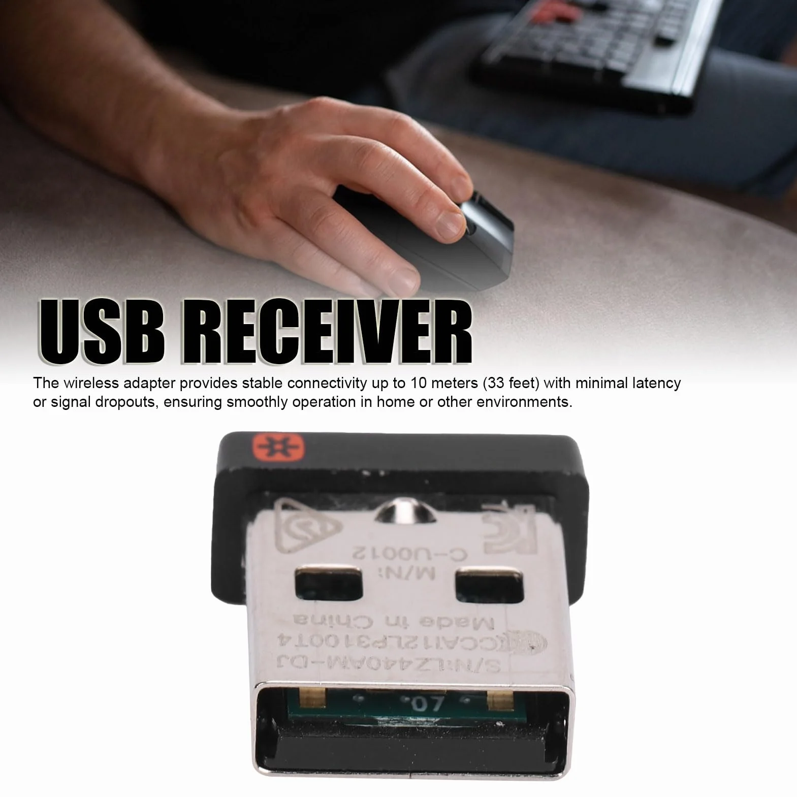 Bewinner Odbiornik USB |Łączność z Wieloma Urządzeniami dla 6 Klawiatur i Myszy, Zasięg Bezprzewodowy 33 Stóp Dzięki Technologii Unifying