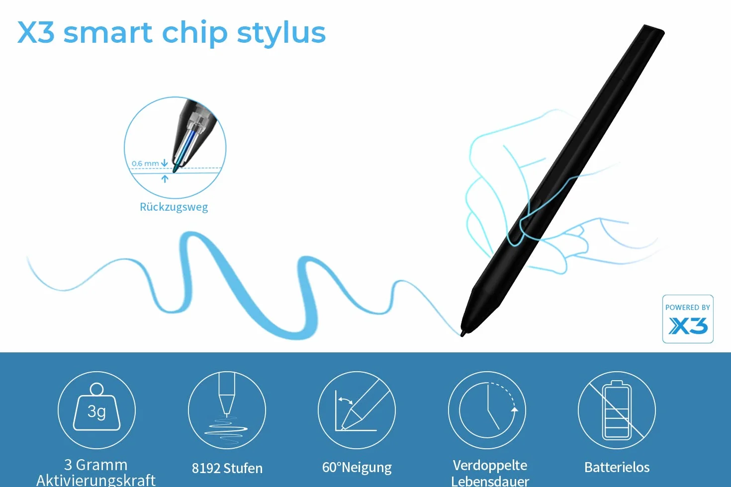 XP-PEN Deco LW 10"x6" tablet graficzny Bluetooth X3 Smart Chip Tilt z rysikiem bezakumulatorowym (czarny)