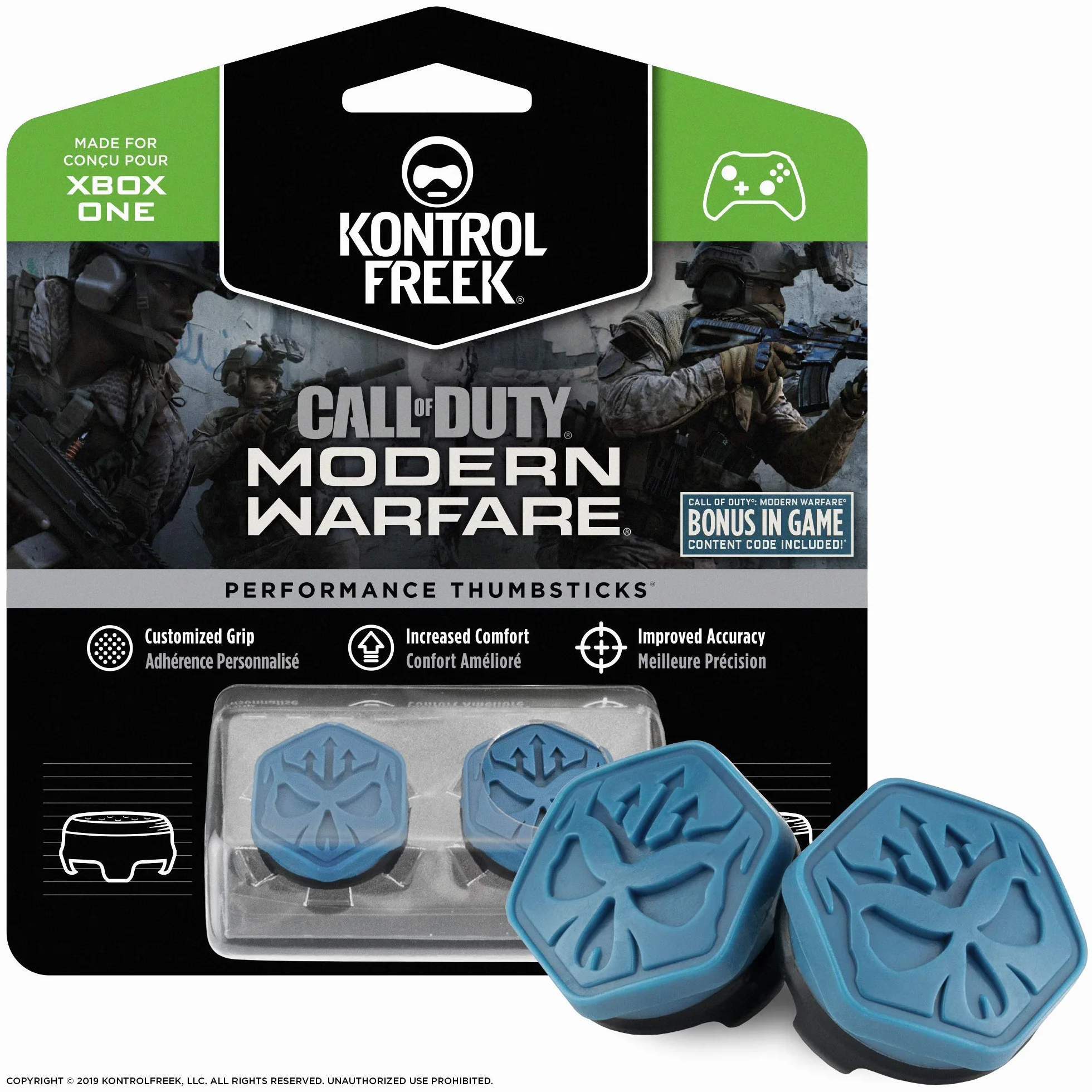 KontrolFreek Call of Duty Modern Warfare Performance Thumbsticks for Xbox One and Xbox Series X | 2 Mid-Rise, Convex | Blue/Black