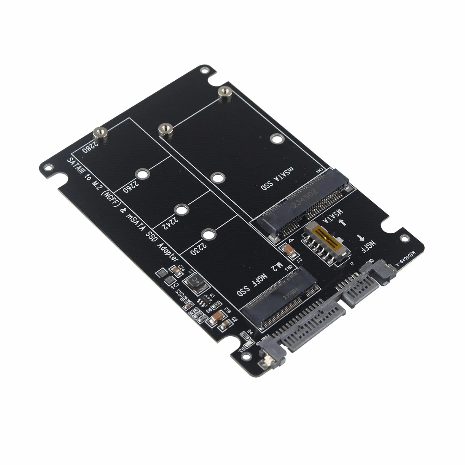 M.2 NGFF mSATA SSD do SATA 3 adapter dysku twardego 2 w 1 - płyta o grubości 7 mm 2,5 cala z uchwytem na klucze B i M 22 piny