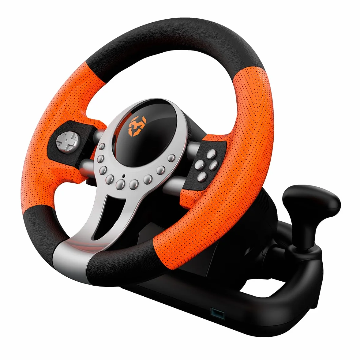 KROM K-DRIVER Wieloplatformowy zestaw kierownicy i pedałów, kompatybilny PC PS3 PS4 XBOX, czarno-pomarańczowy