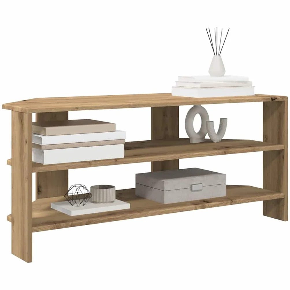 vidaXL RogowaSzafkanaTelewizor Dąb rzemieślniczy 102x40,5x45cm, Stylowy pokój dzienny, nowoczesny prostokątny stół TV, trwała konsola z tworzywa, funkcjonalne centrum rozrywki